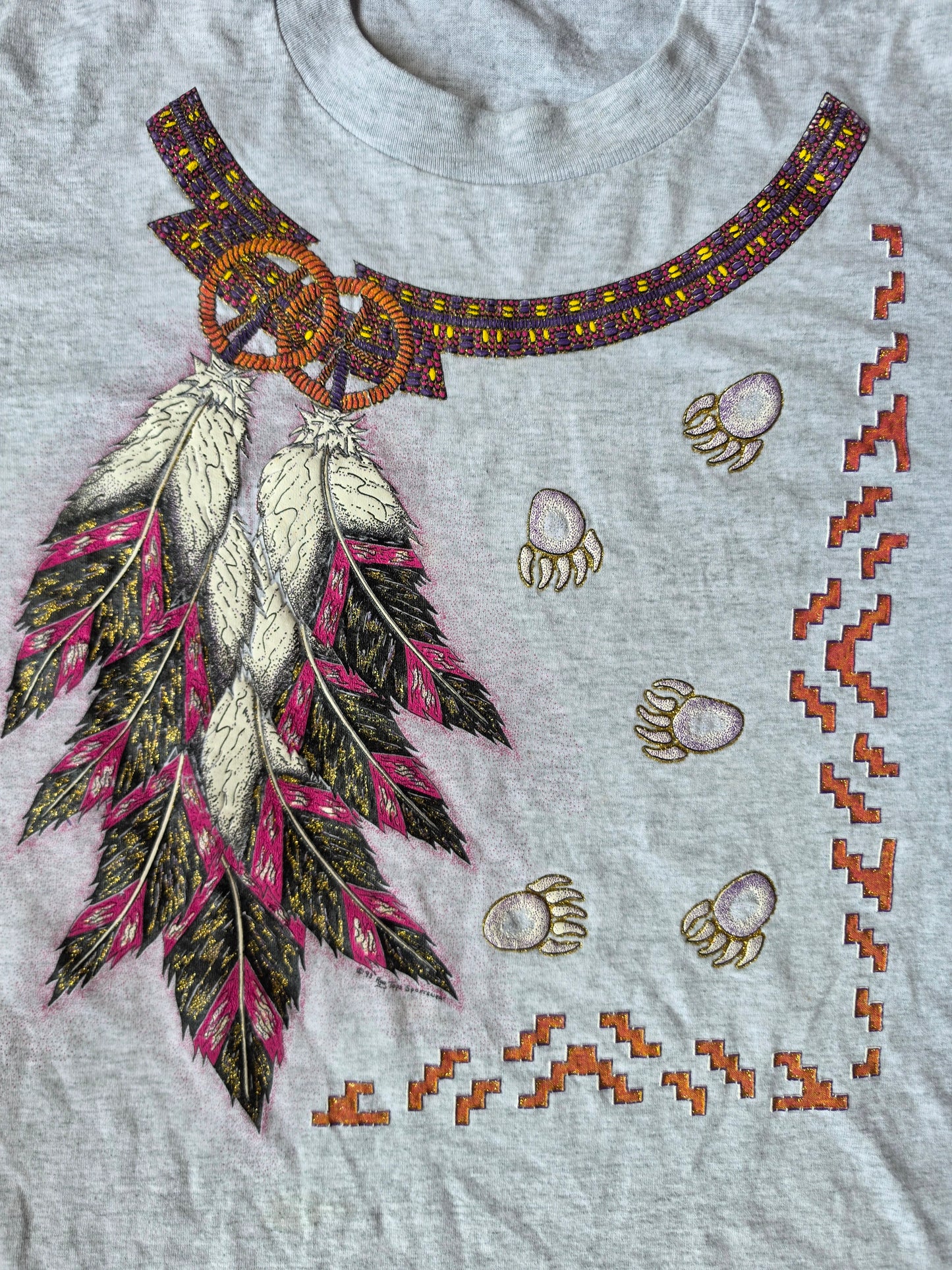 Native American Embroidered 90s Tee (XL - Fits Like L)
