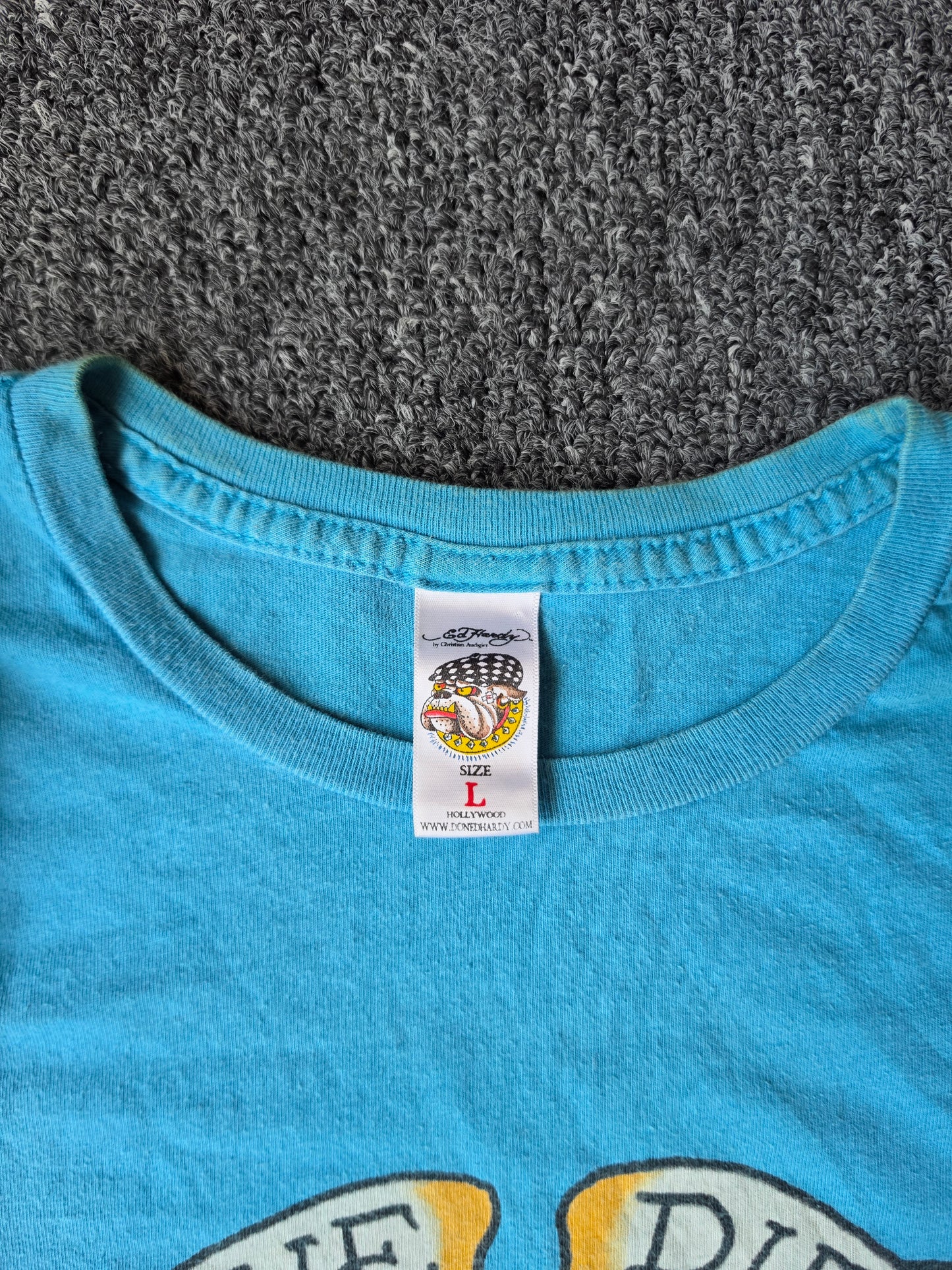 Ed Hardy Blue Long Sleeve (L-fits like M)