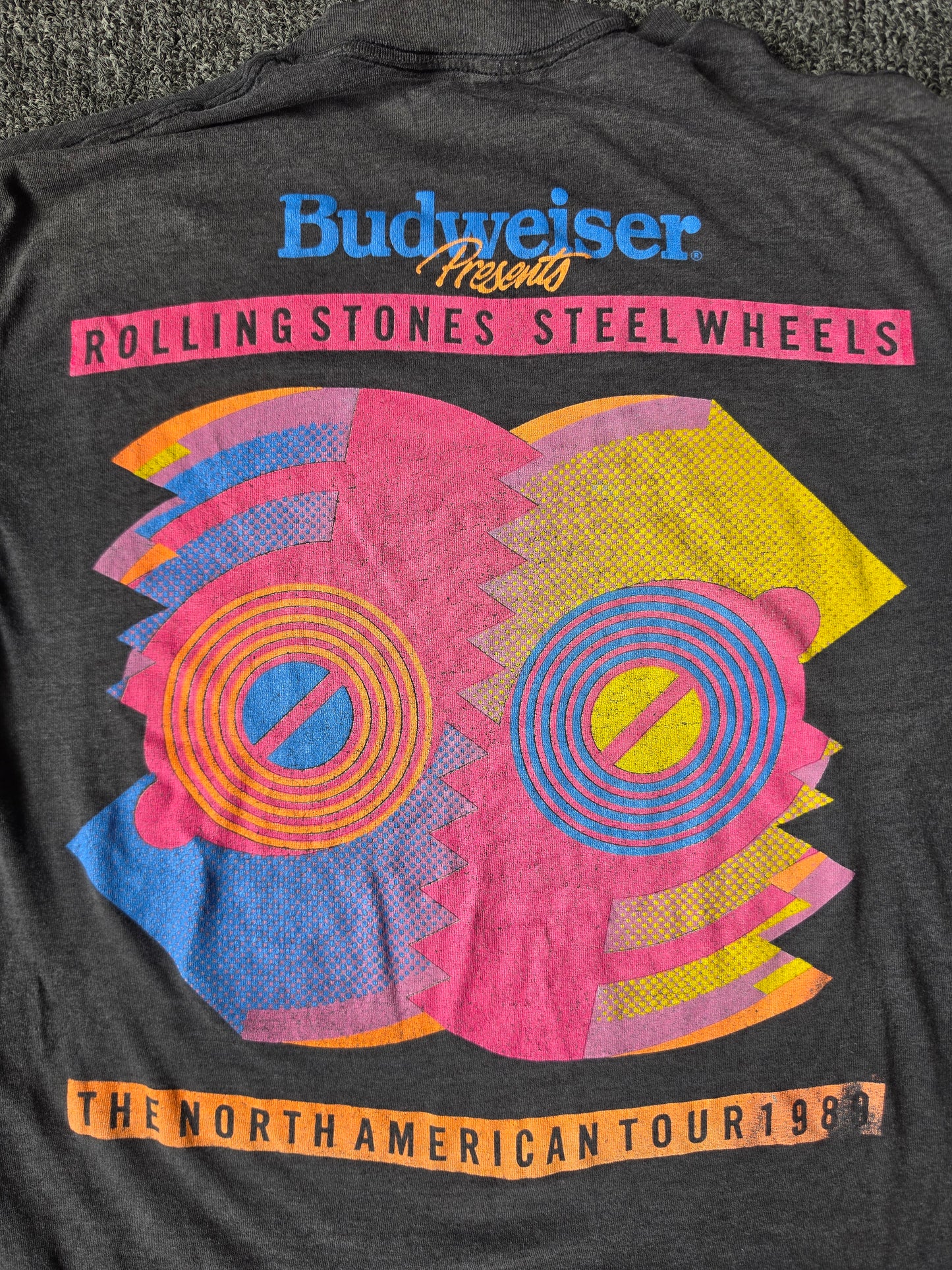 Rolling Stones Steel Wheels 1989 Distressed Tee (L)