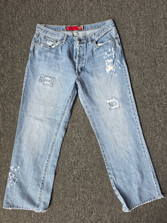 Guess Faded and Distressed Baggy Jeans (36/30)