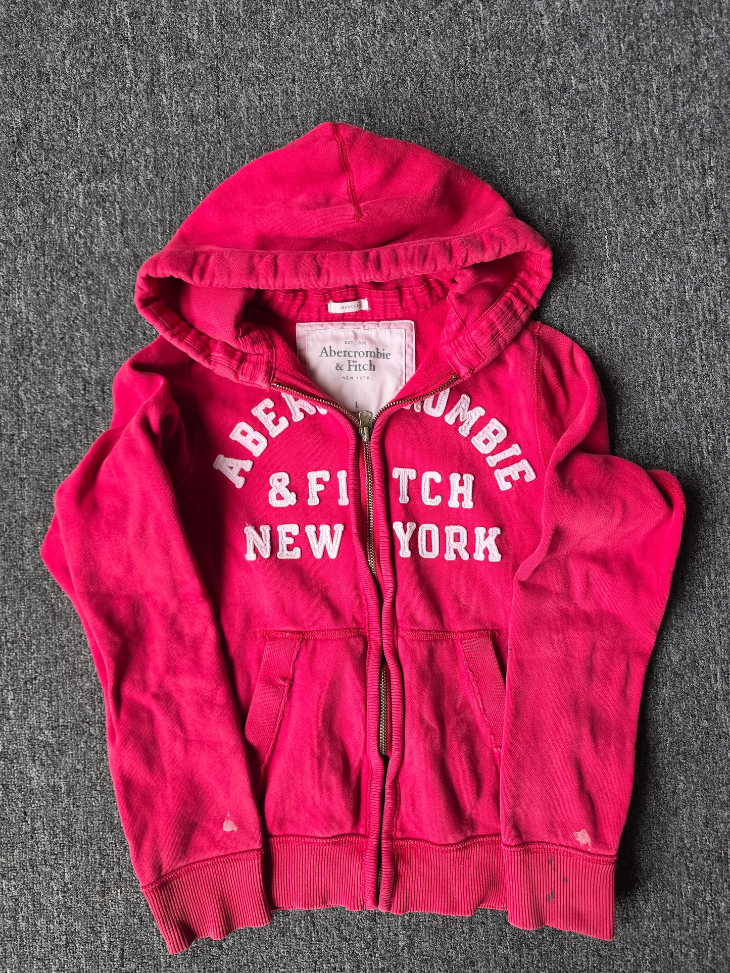 Abercrombie and Fitch Embroidered Red Zip Up (L)