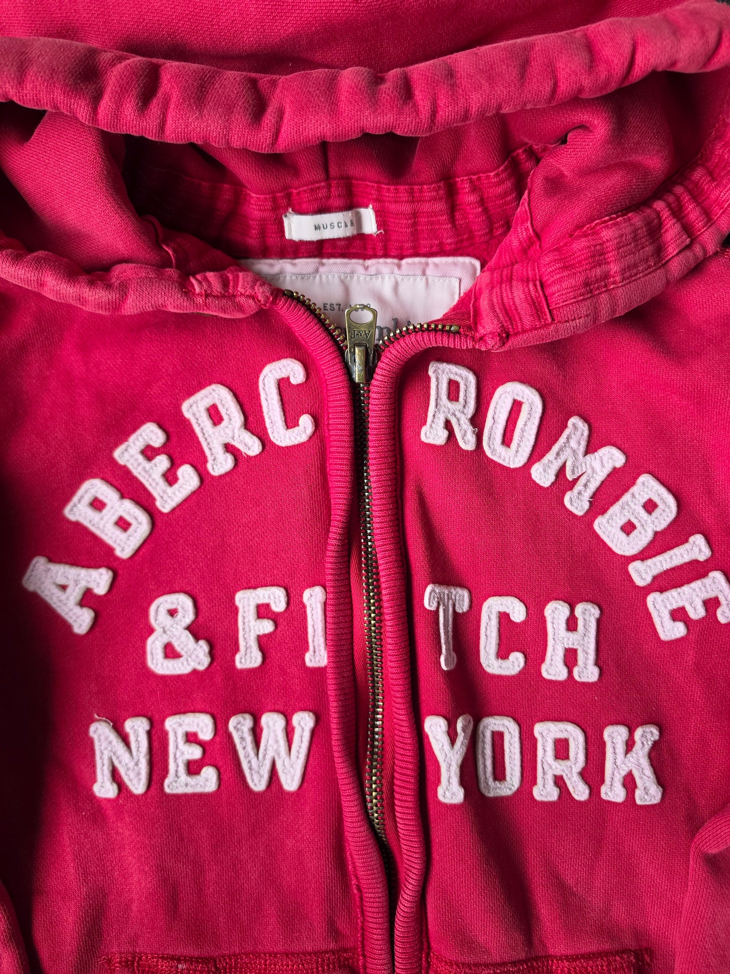 Abercrombie and Fitch Embroidered Red Zip Up (L)