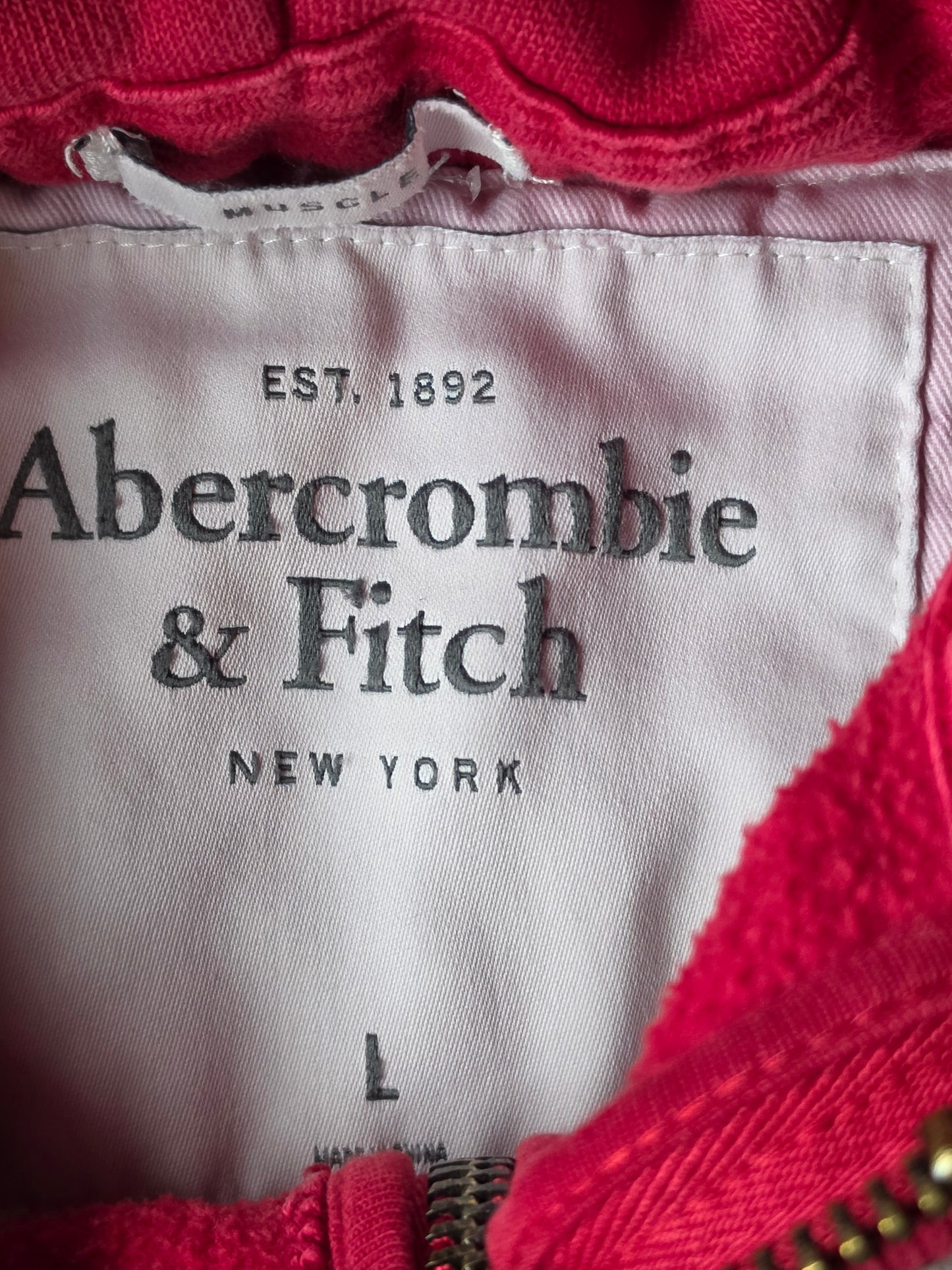 Abercrombie and Fitch Embroidered Red Zip Up (L)