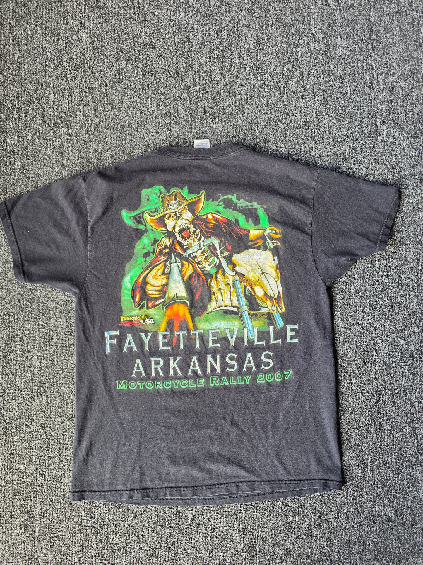 Fayetteville AR Skull Motorcycle Tee (L)