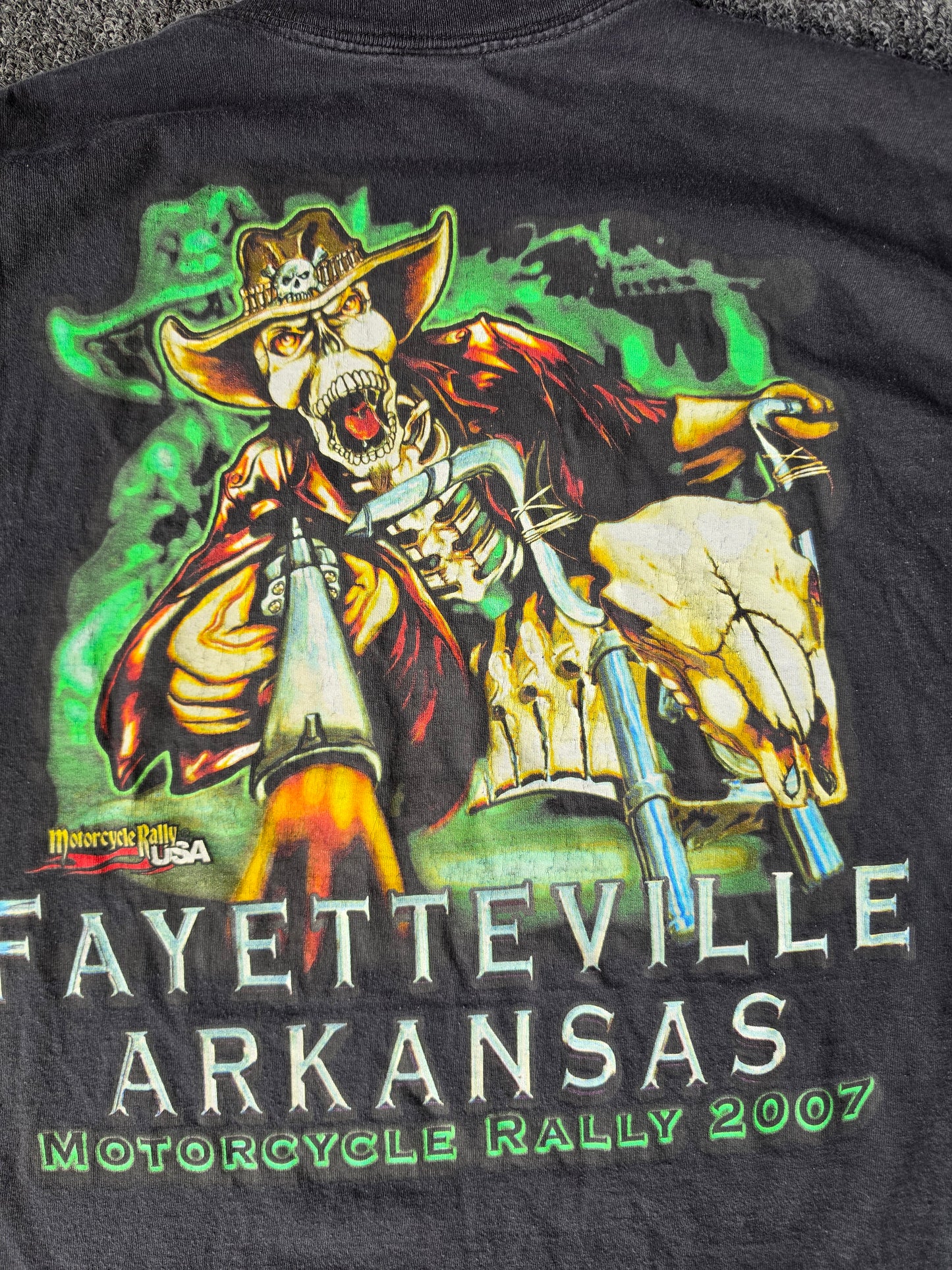 Fayetteville AR Skull Motorcycle Tee (L)