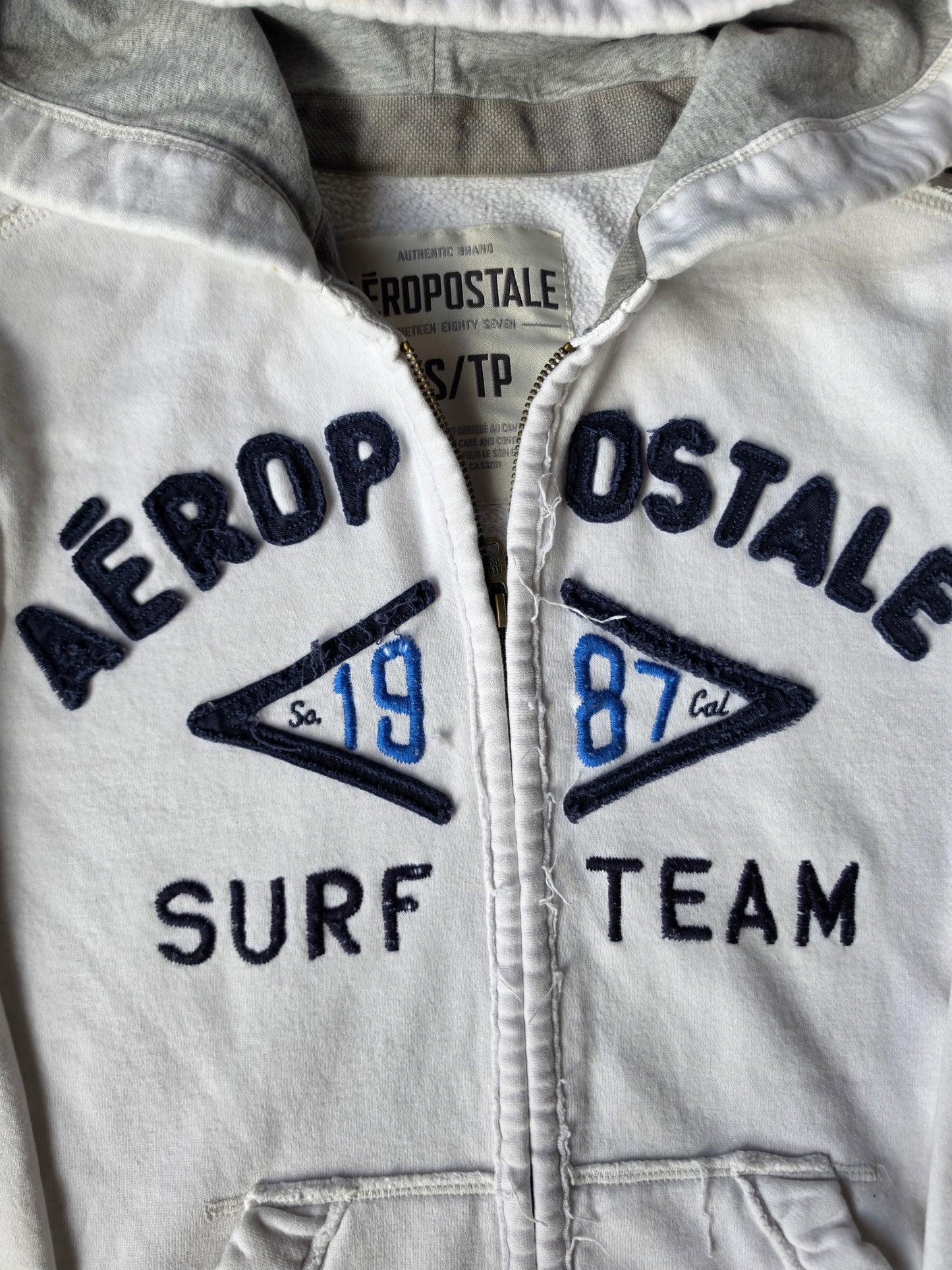 Aeropostale Surf Team Embroidered Zip Up Hoodie (XS)