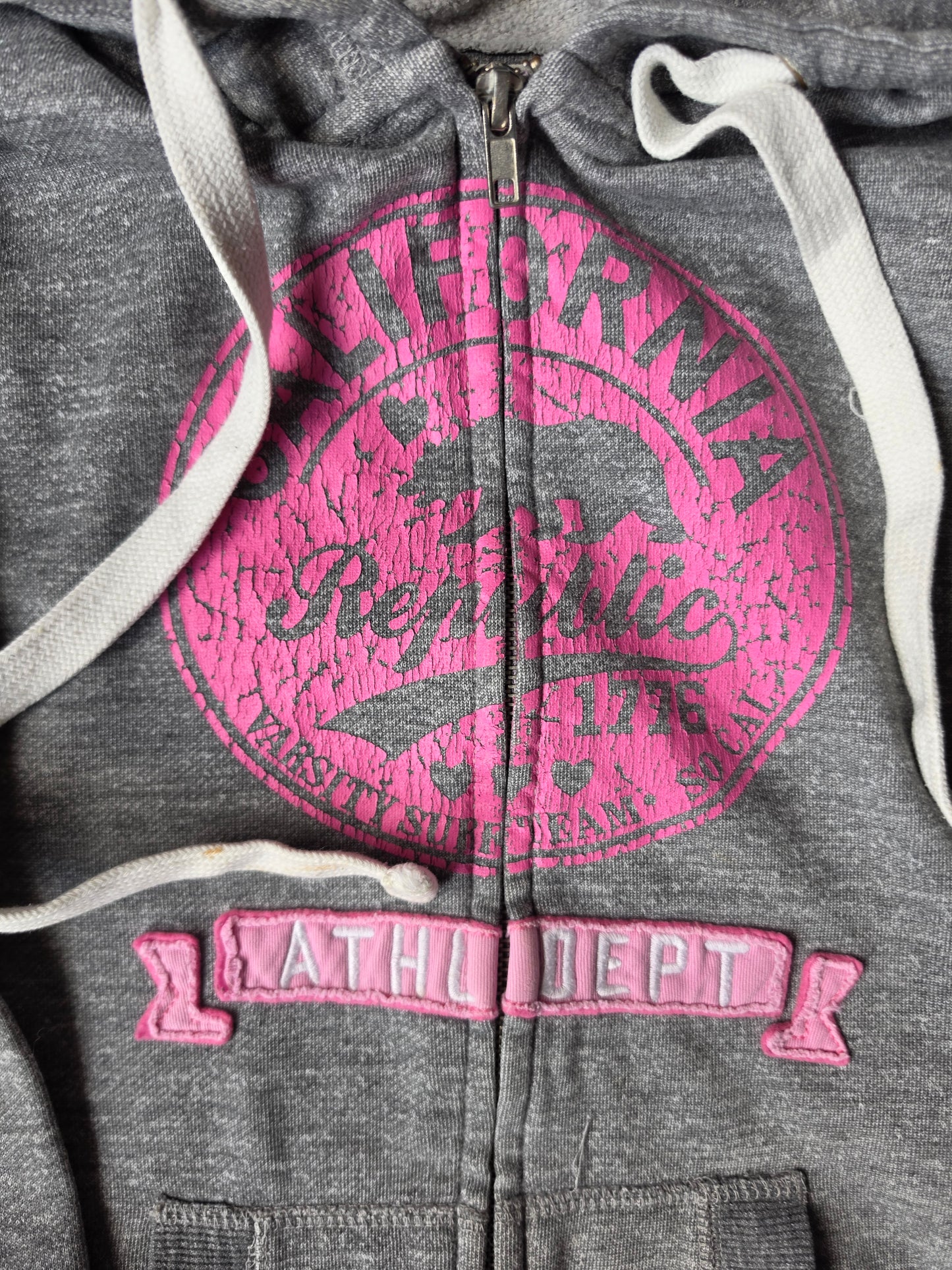 California Republic Embroidered Zip Up Womens Hoodie (L)