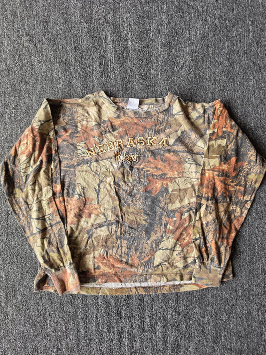 Nebraska Embroidered Camo Long Sleeve (XL)