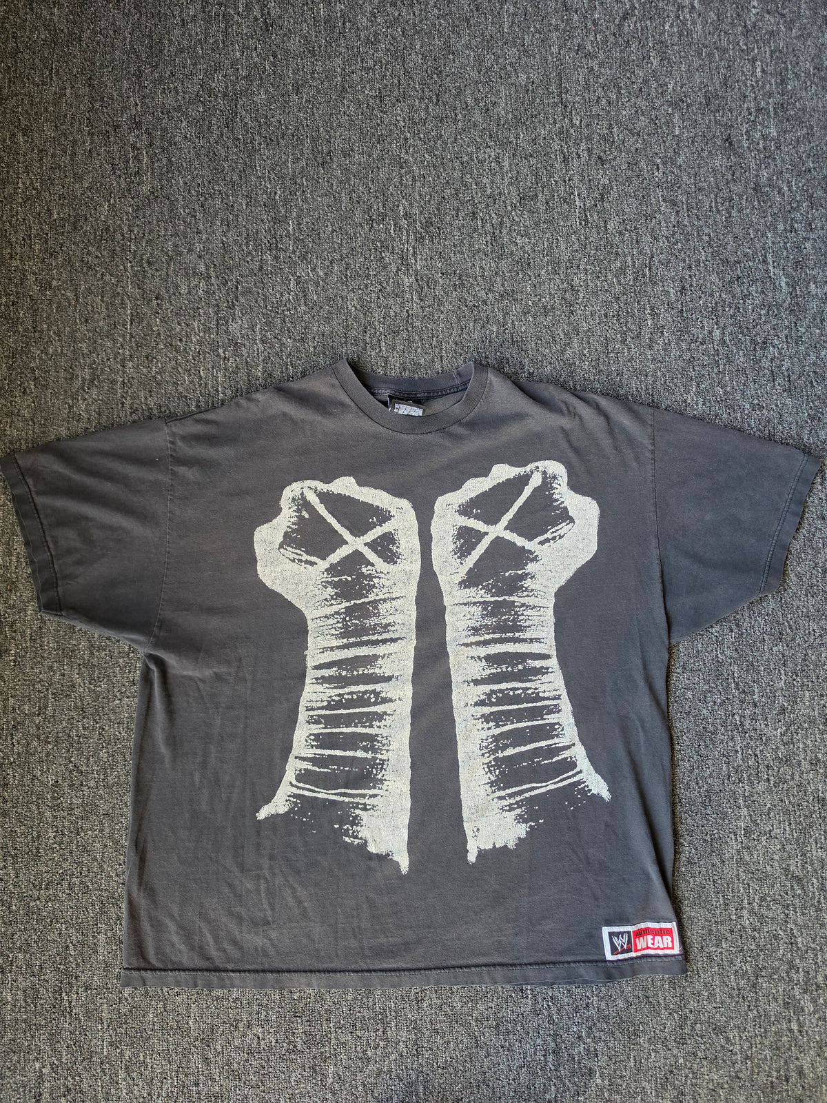 Rare Faded 2010 WWE CM PUNK Vintage Fists Tshirt Black WWF ROH WCW Wrestling Mens Tee 3XL