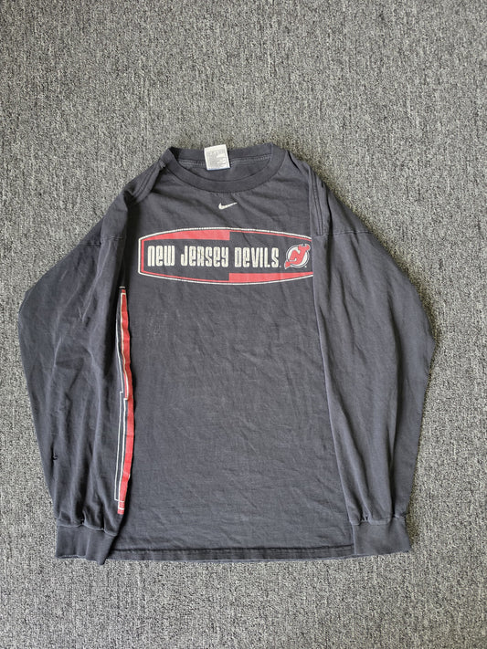 Black Nike New Jersey Devils NHL Hockey Long Sleeve Shirt (XL)