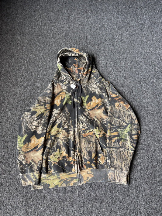 Faded Heavyweight Camo Zip Up Jacket (XL)
