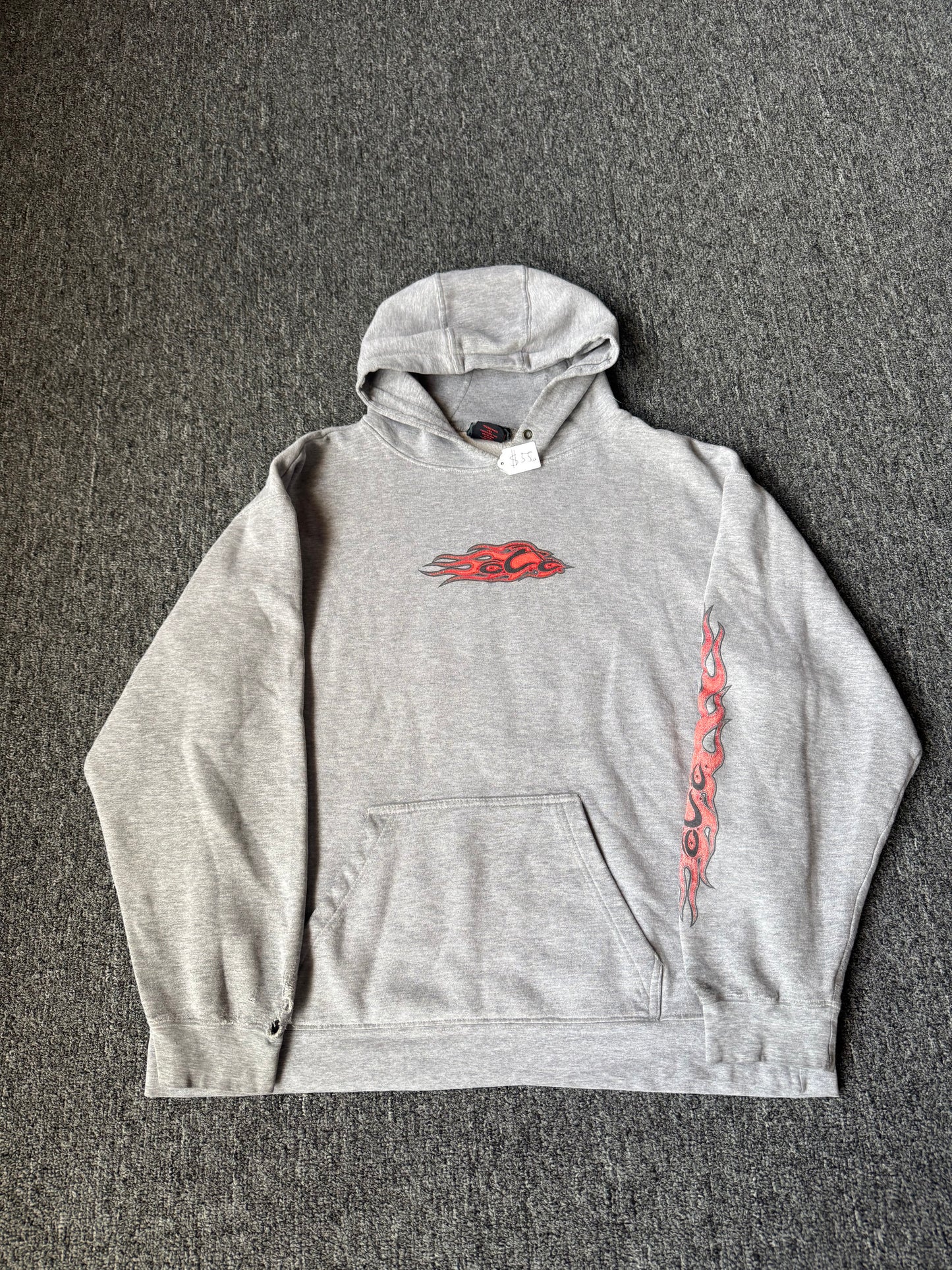 Grey Y2K Orange County Choppers Flame Hoodie (L)