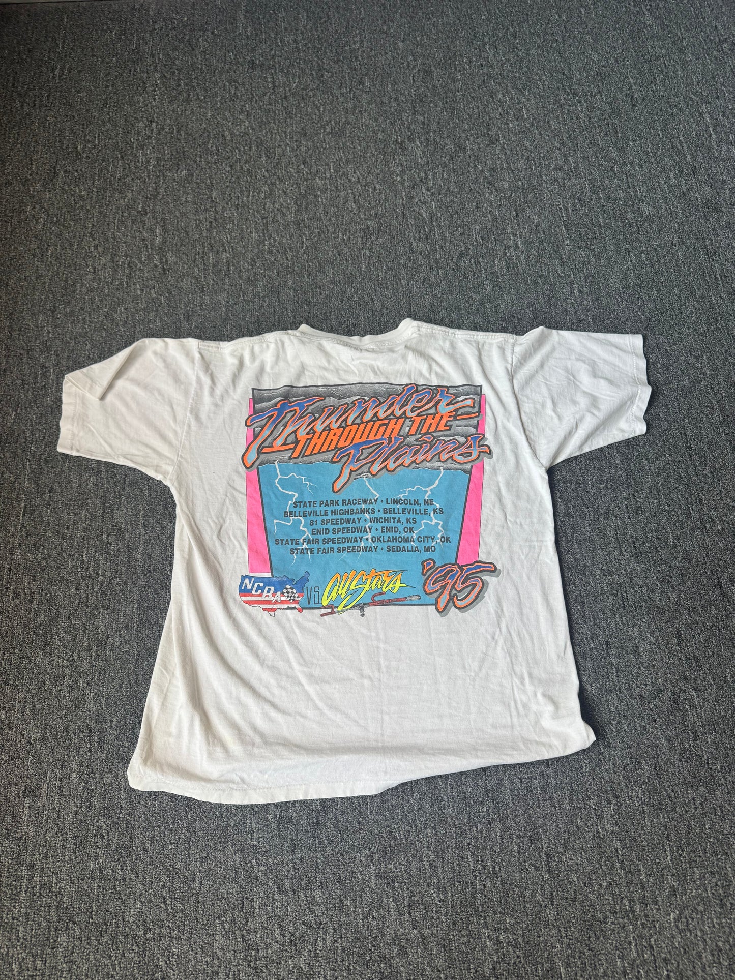 White 90s Thunder Through The Plains Racing Shirt (XL)