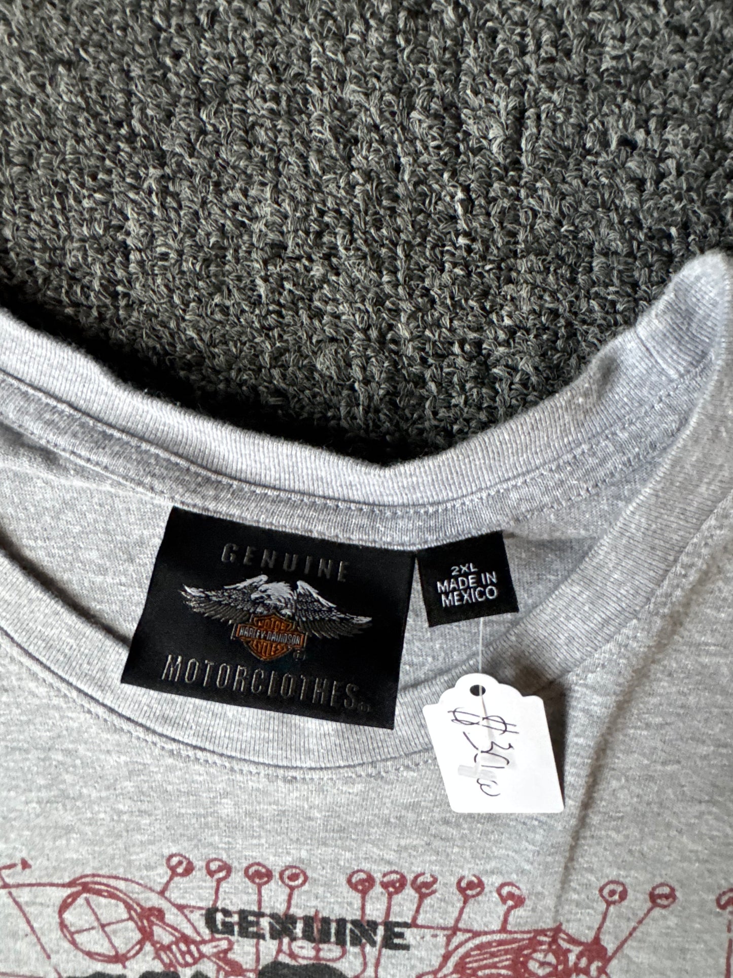 Y2K Grey Harley Davidson Skull Shirt (2XL)