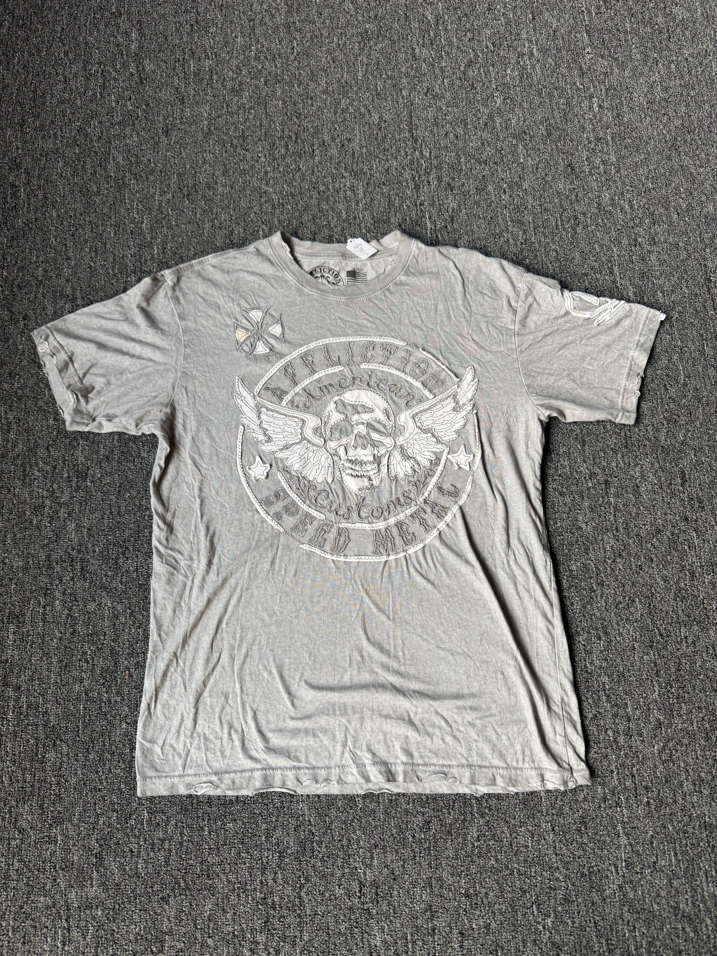 Grey Affliction Y2K Skull Shirt (L)