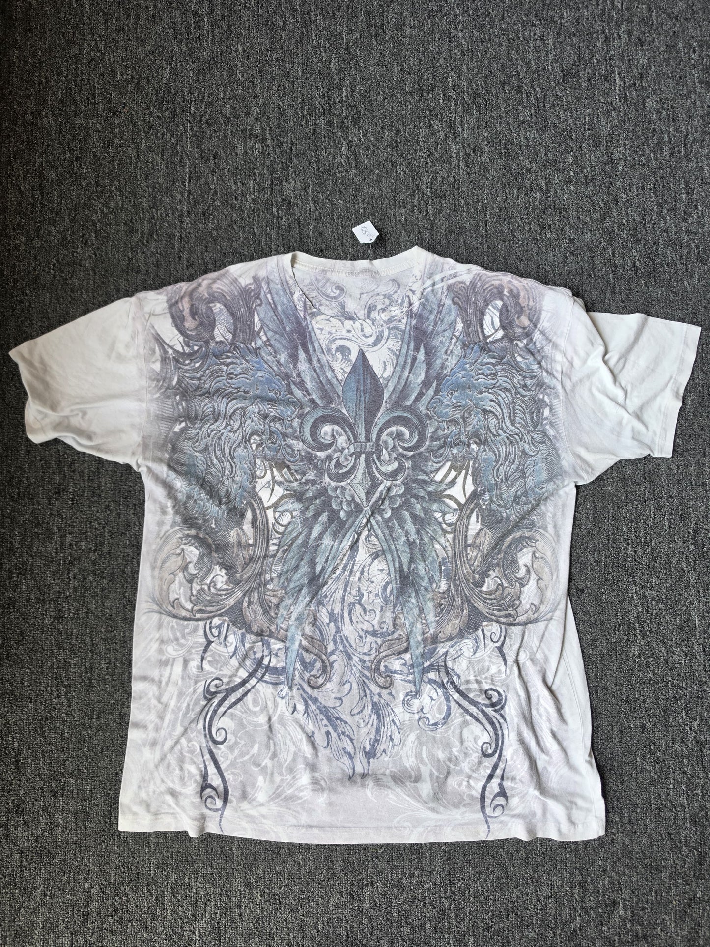 White Blue Y2K French Cross Shirt (XL)