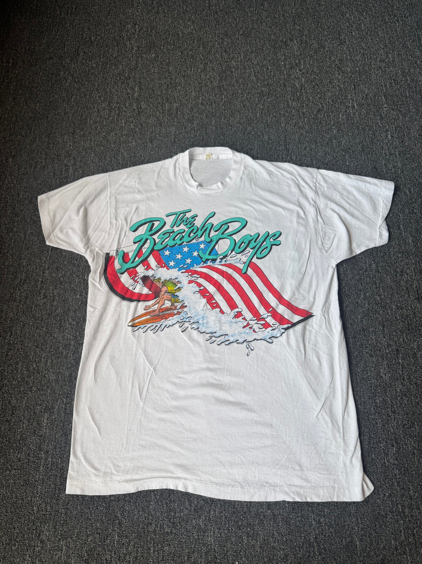 White 80s USA The Beach Boys Band Shirt (XL)