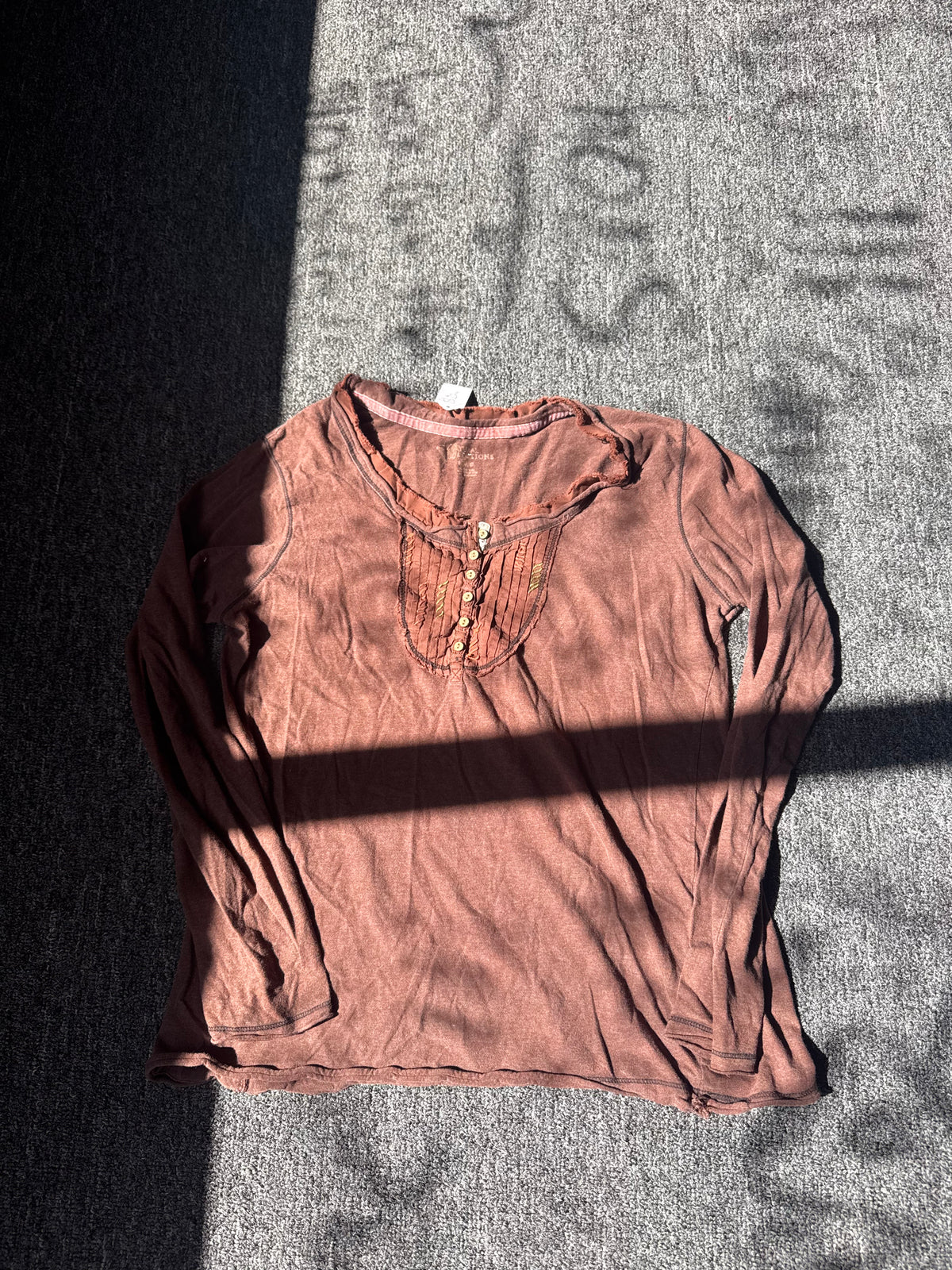 Brown Y2K Womens Long Sleeve Shirt (L)