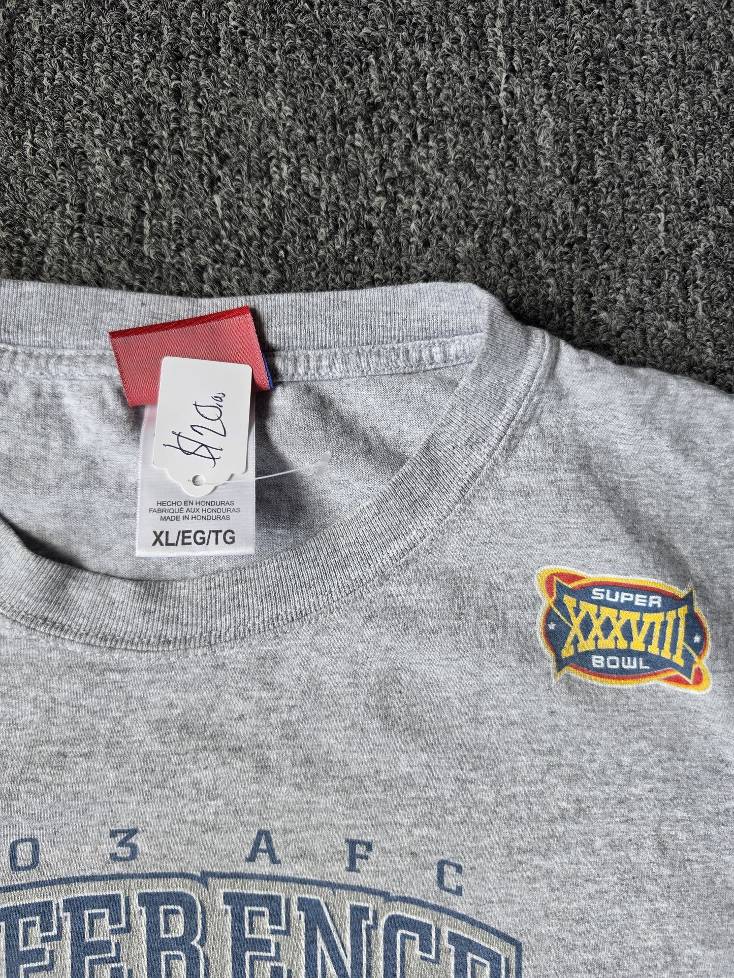 Grey 2003 AFC Conference Champions New England Patriots Shirt (XL)