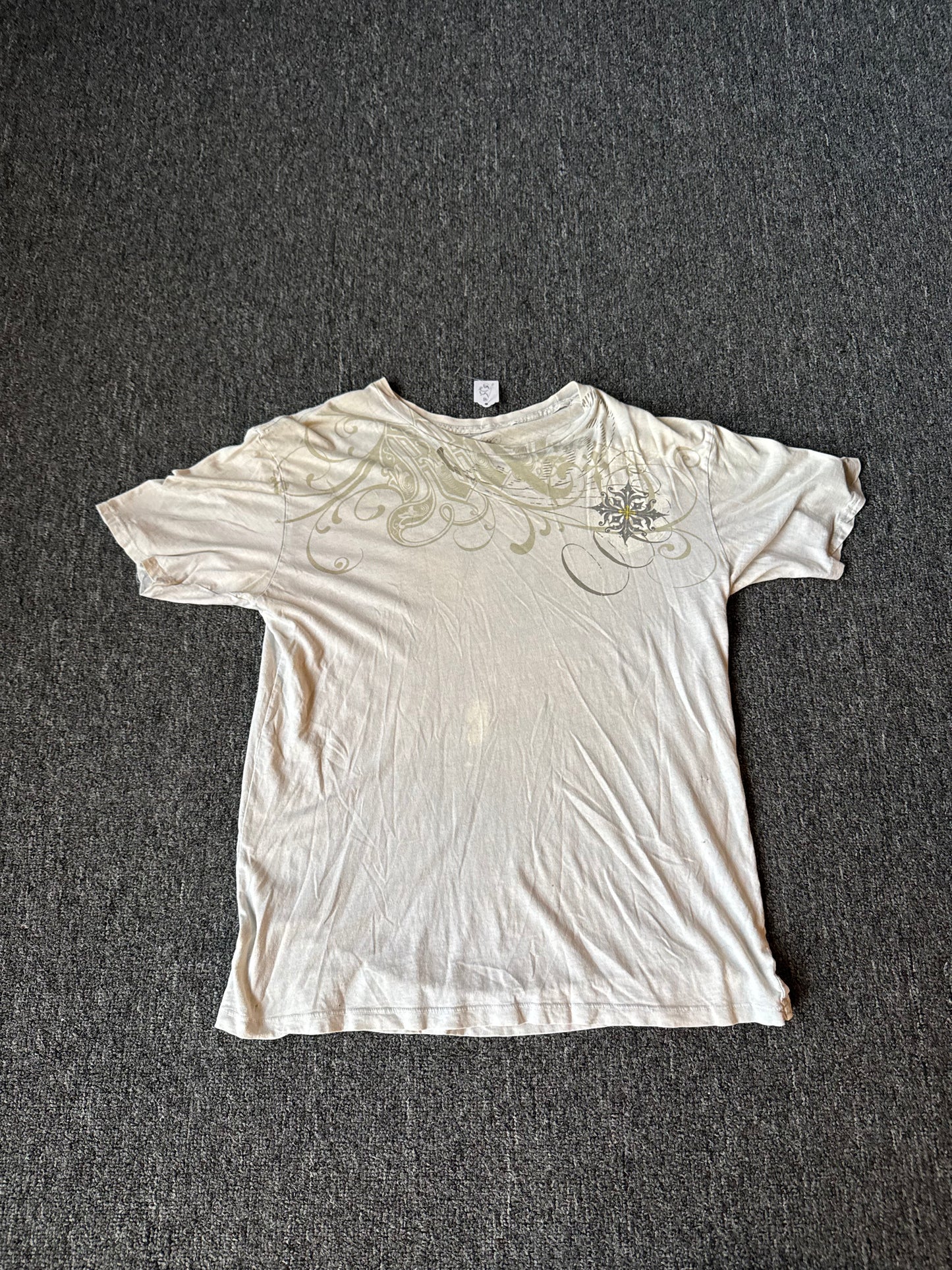 White Y2K Affliction Style Shirt (L)
