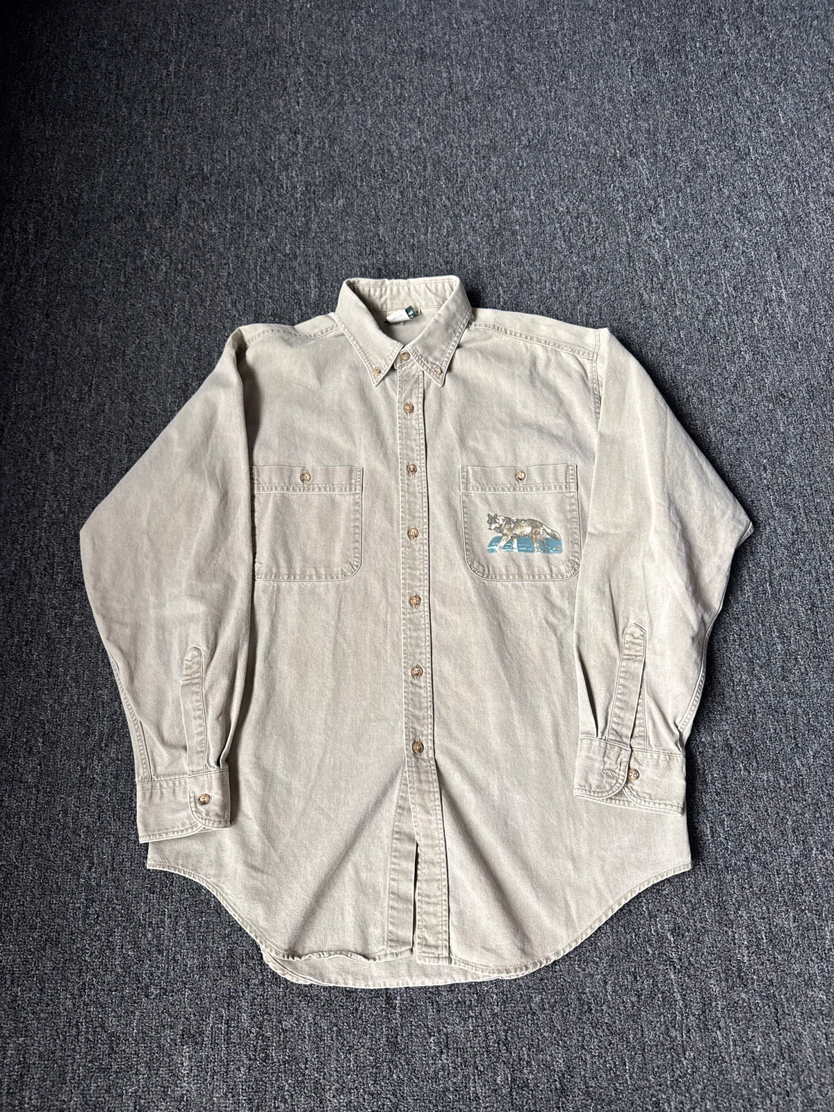 Tan Wolf Nature Flannel Long Sleeve (M)