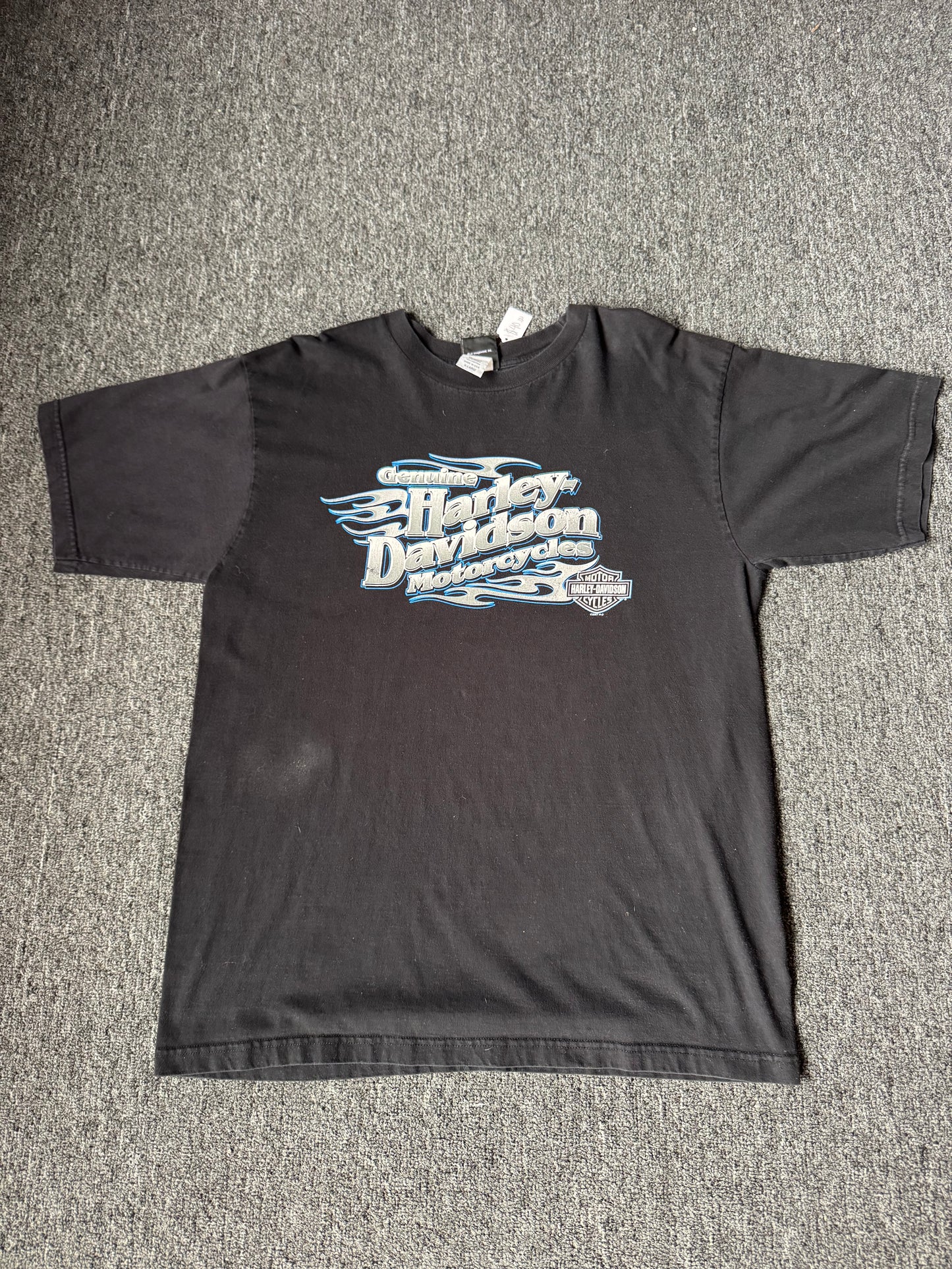 Black Harley Davidson Blue Flame Shirt (XL)