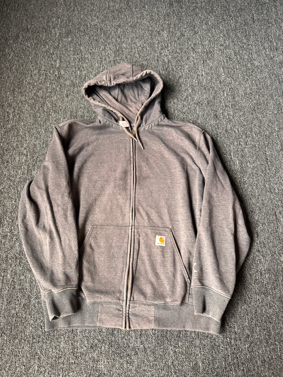 Grey Faded Carhartt Zip Up Jacket (XL)