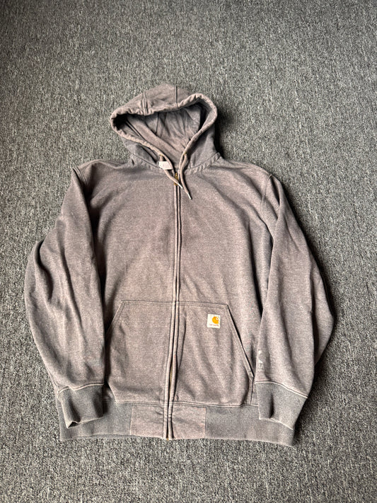 Grey Faded Carhartt Zip Up Jacket (XL)