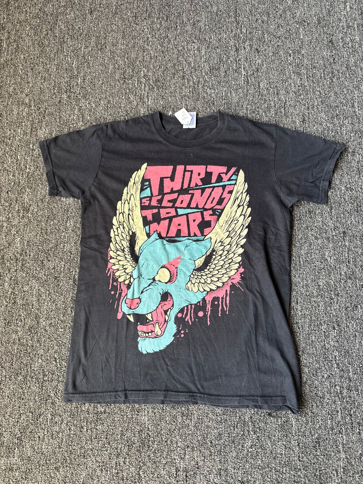 Black Y2K Thirty Seconds To Mars Band Shirt (S)