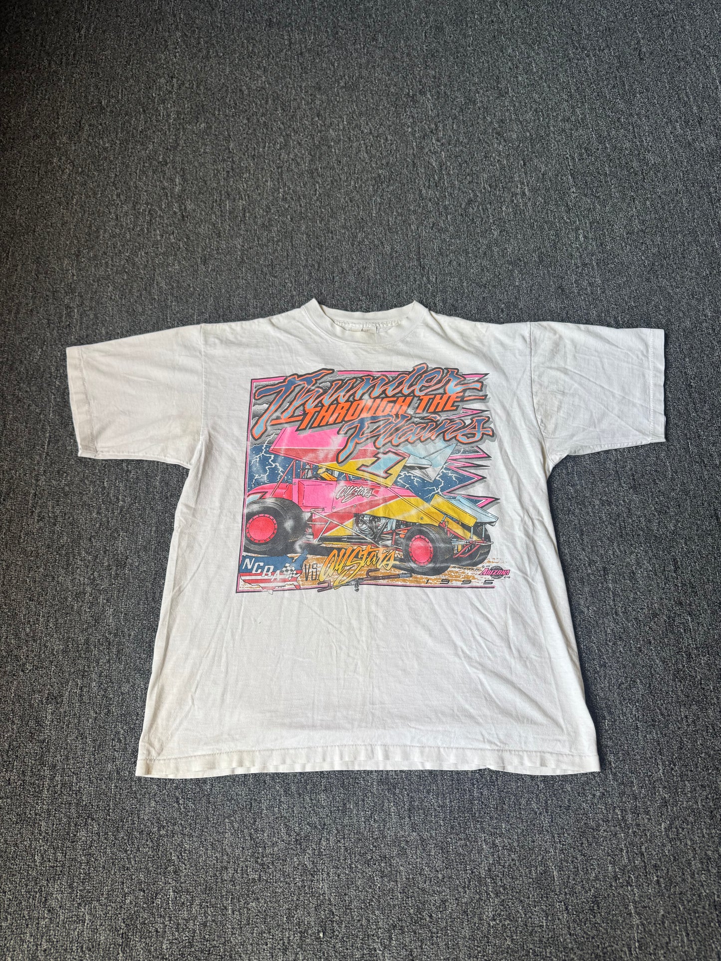 White 90s Thunder Through The Plains Racing Shirt (XL)
