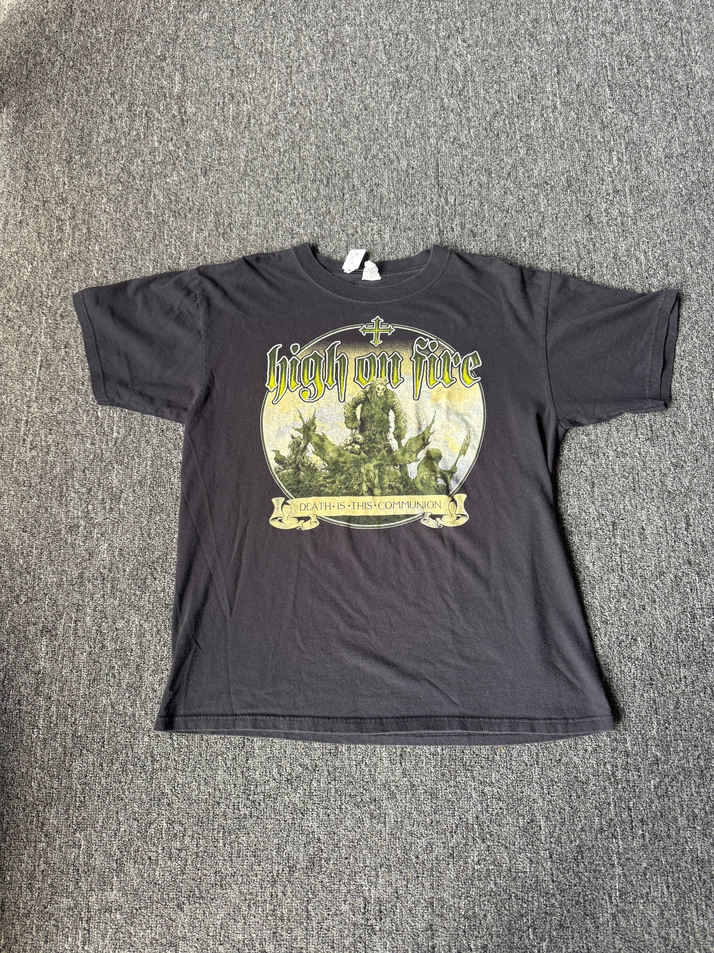 Y2K Black High On Fire Band Shirt (L)
