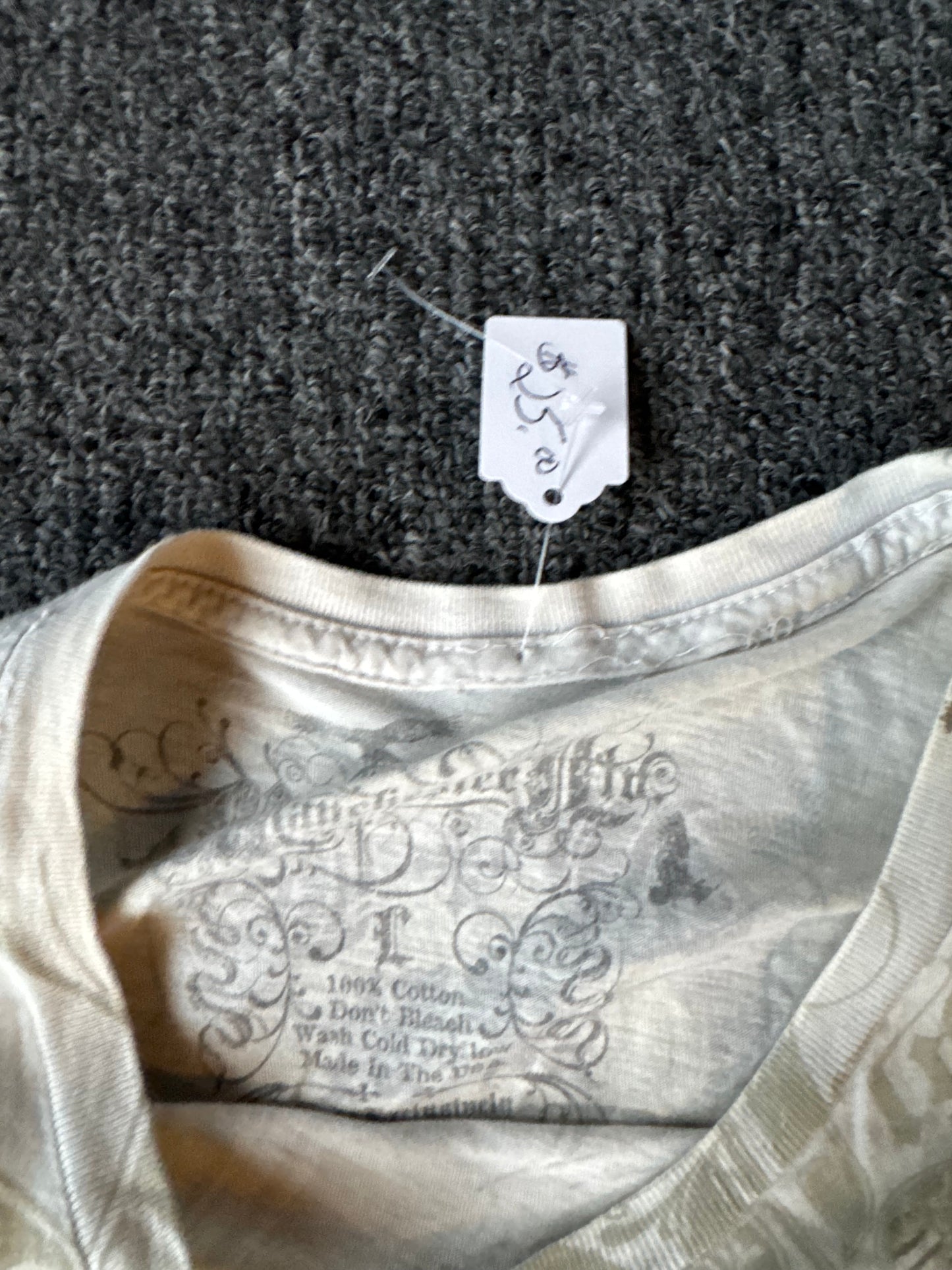 White Y2K Affliction Style Shirt (L)