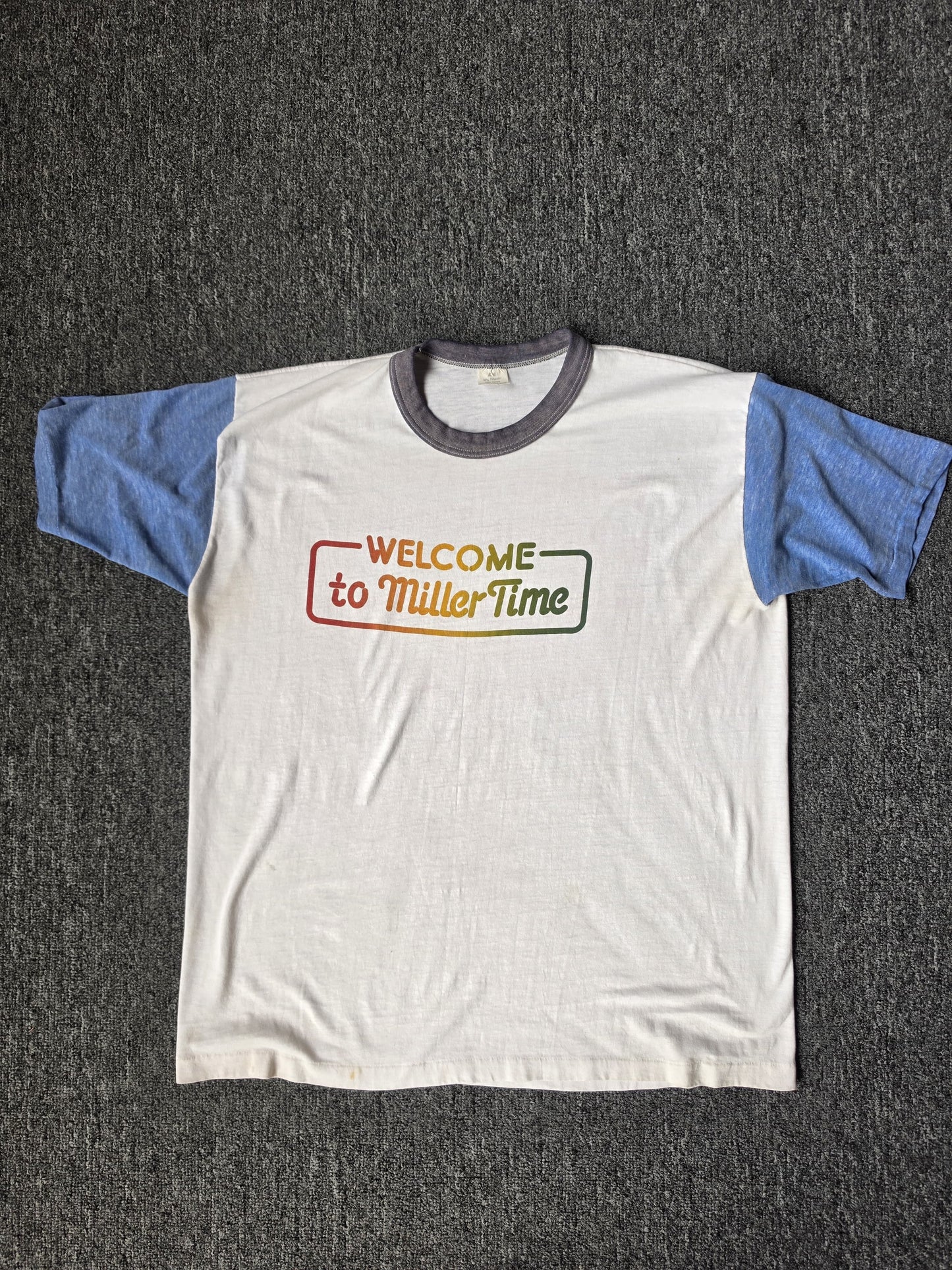 White Blue Miller Time 80s Shirt (L)