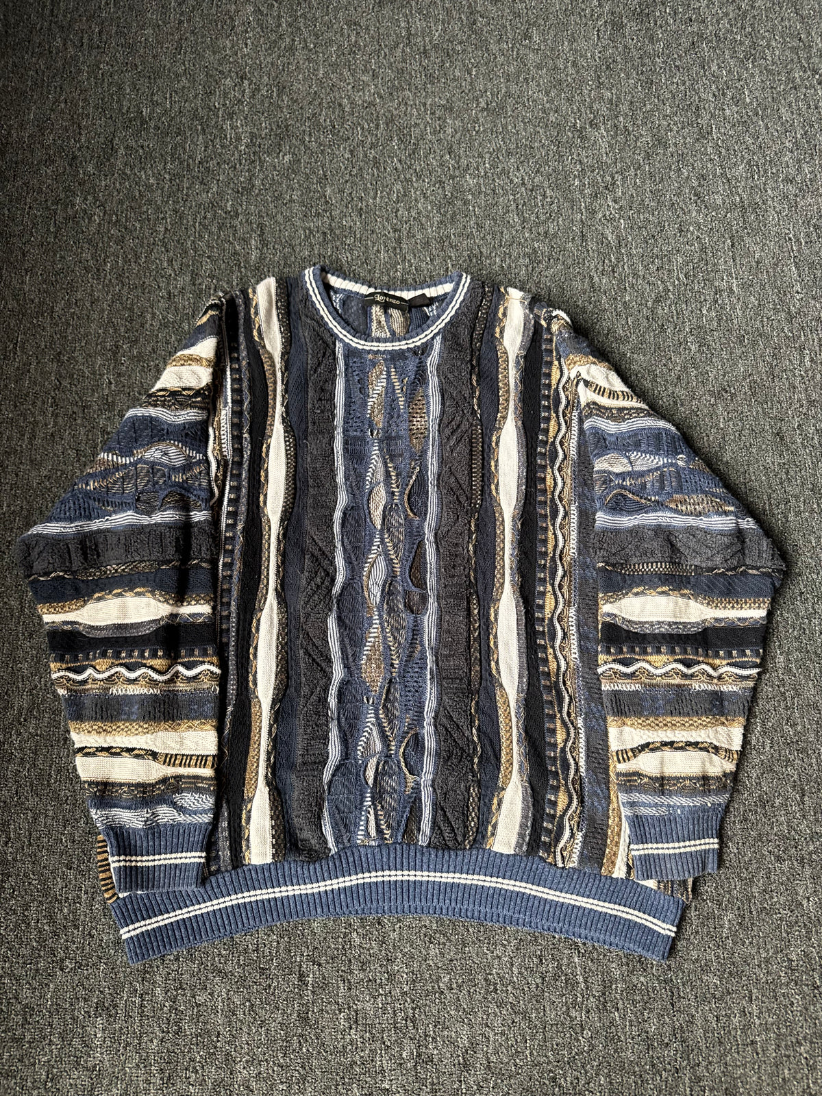 Blue Multicolor Lorenzo Coogi Style Sweater (2XL)