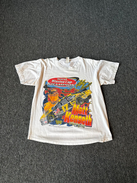 White Flaming NASCAR Matt Kenseth Shirt (L)