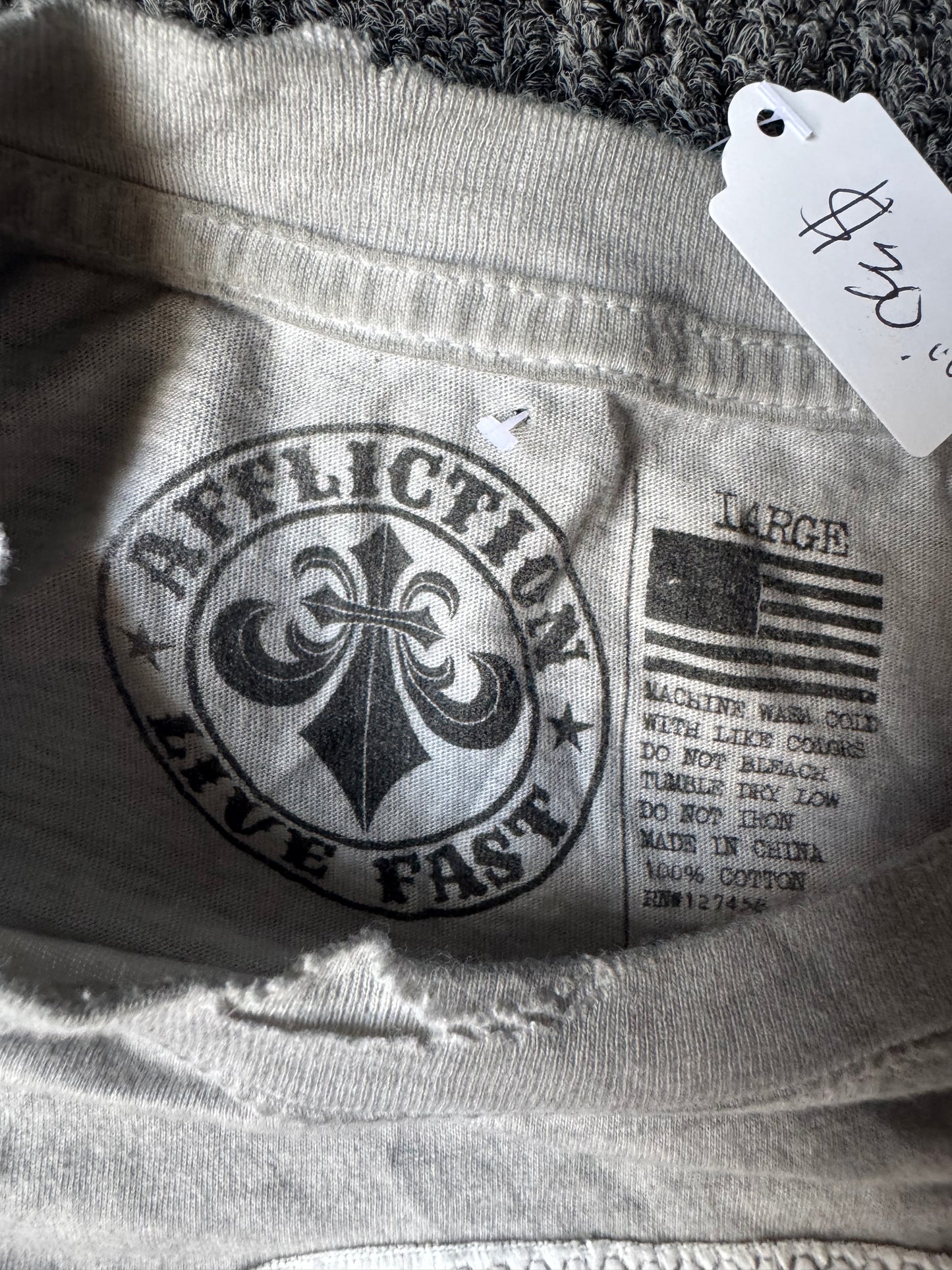 Grey Affliction Y2K Skull Shirt (L)