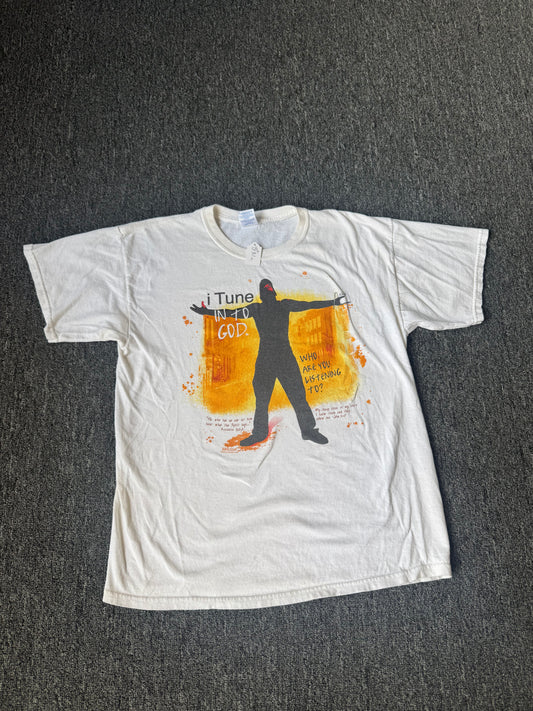 White Y2K I Tune Into God Shirt (L)