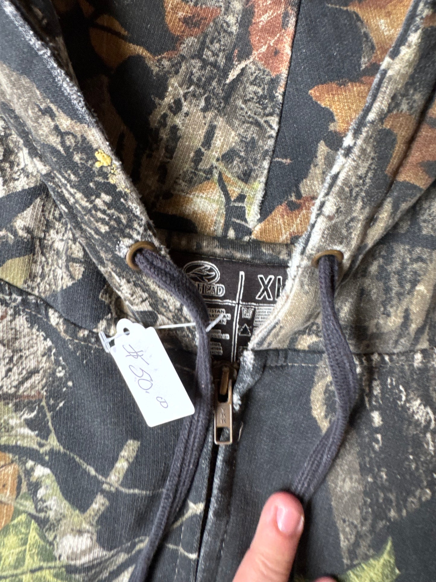 Faded Heavyweight Camo Zip Up Jacket (XL)