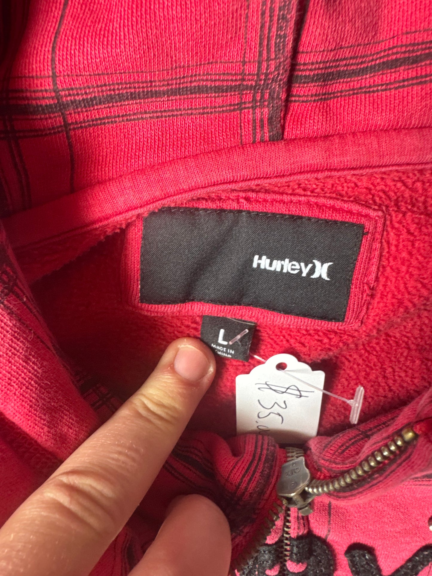 Y2K Red Hurley Zip Up Jacket (L)