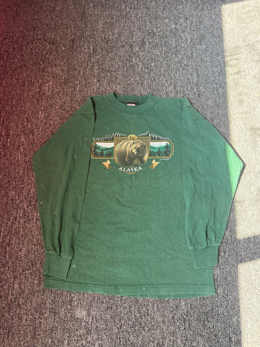 Forest Green Bear Long Sleeve Shirt (M)