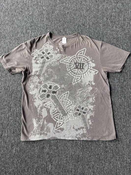 Black Y2K Skull Aop Shirt (XL)