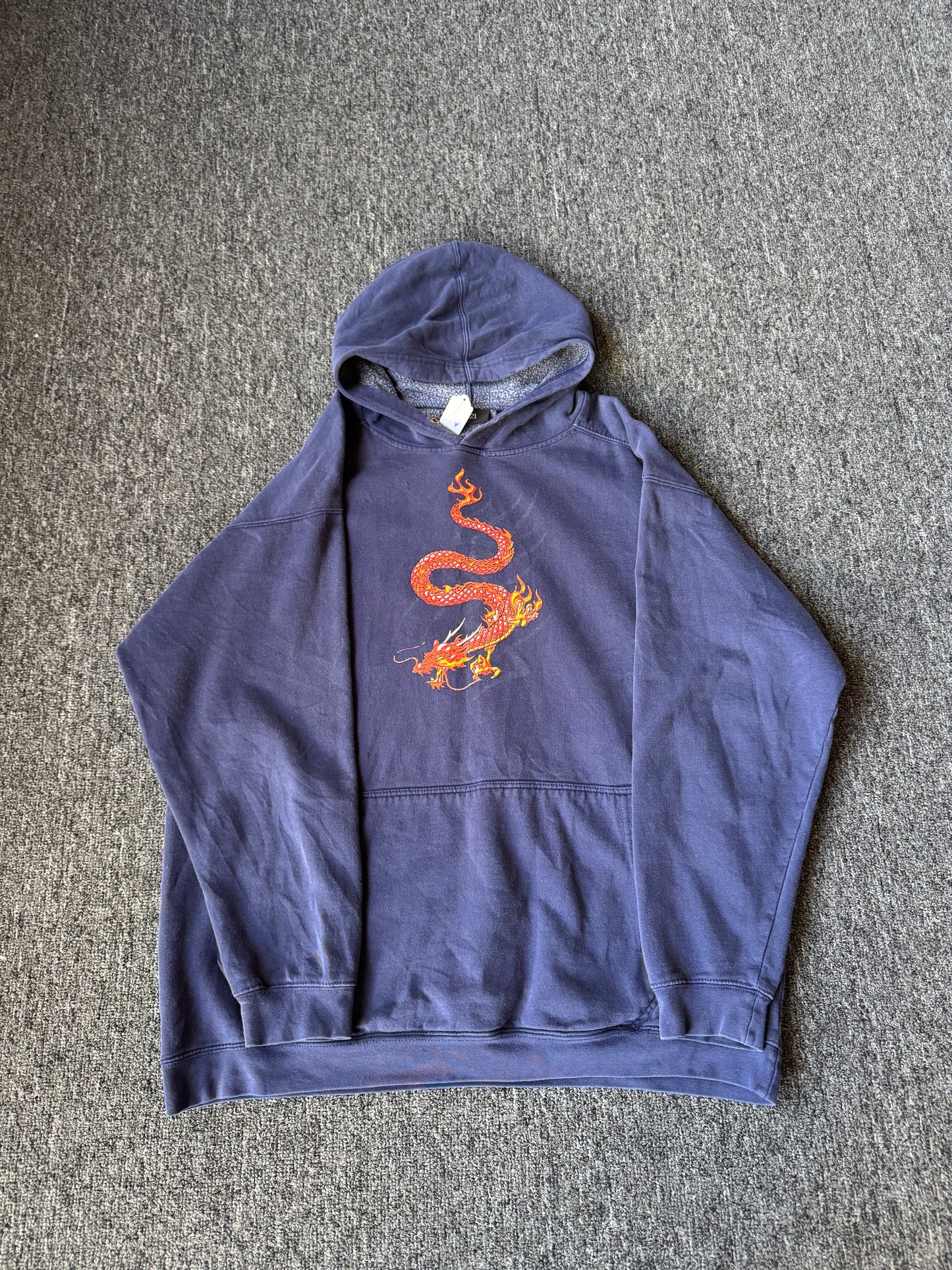 Navy Blue Y2K Dragon Hoodie (M)