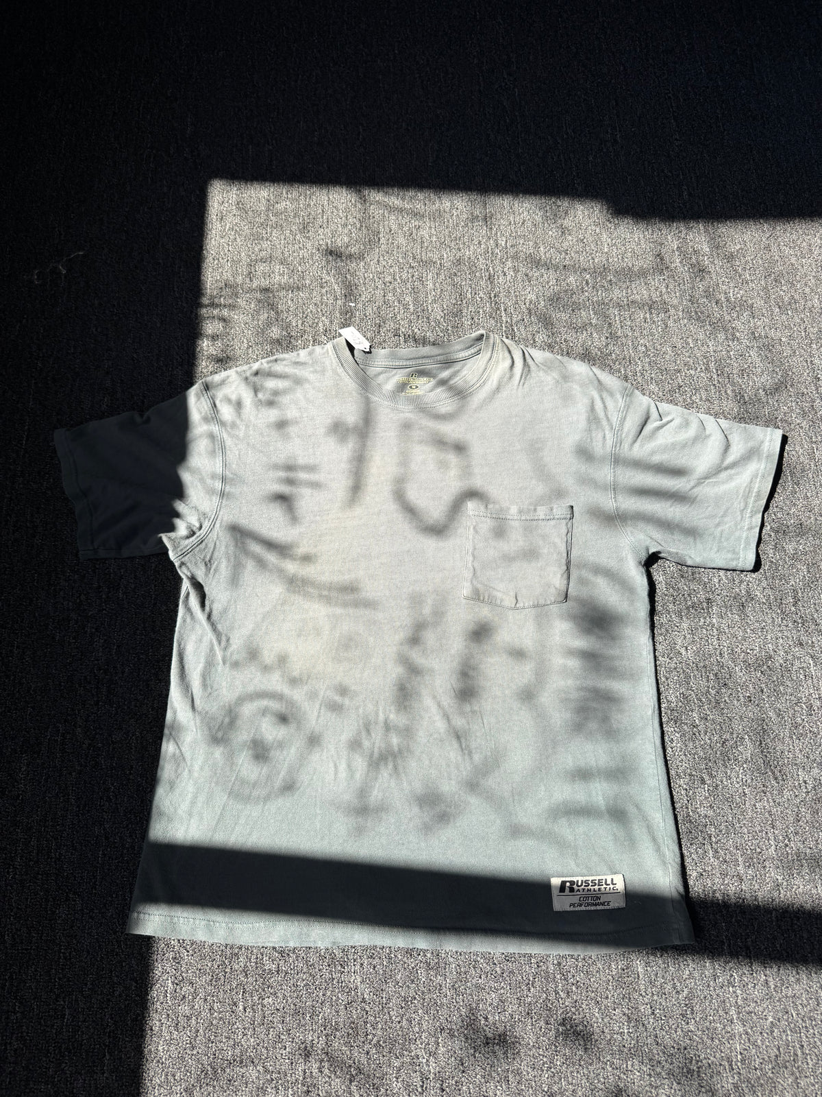Green Faded Russel Pocket Shirt (M)