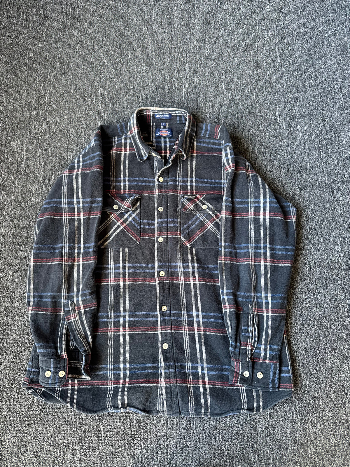 Black Dickies Flannel Long Sleeve Shirt (XL)