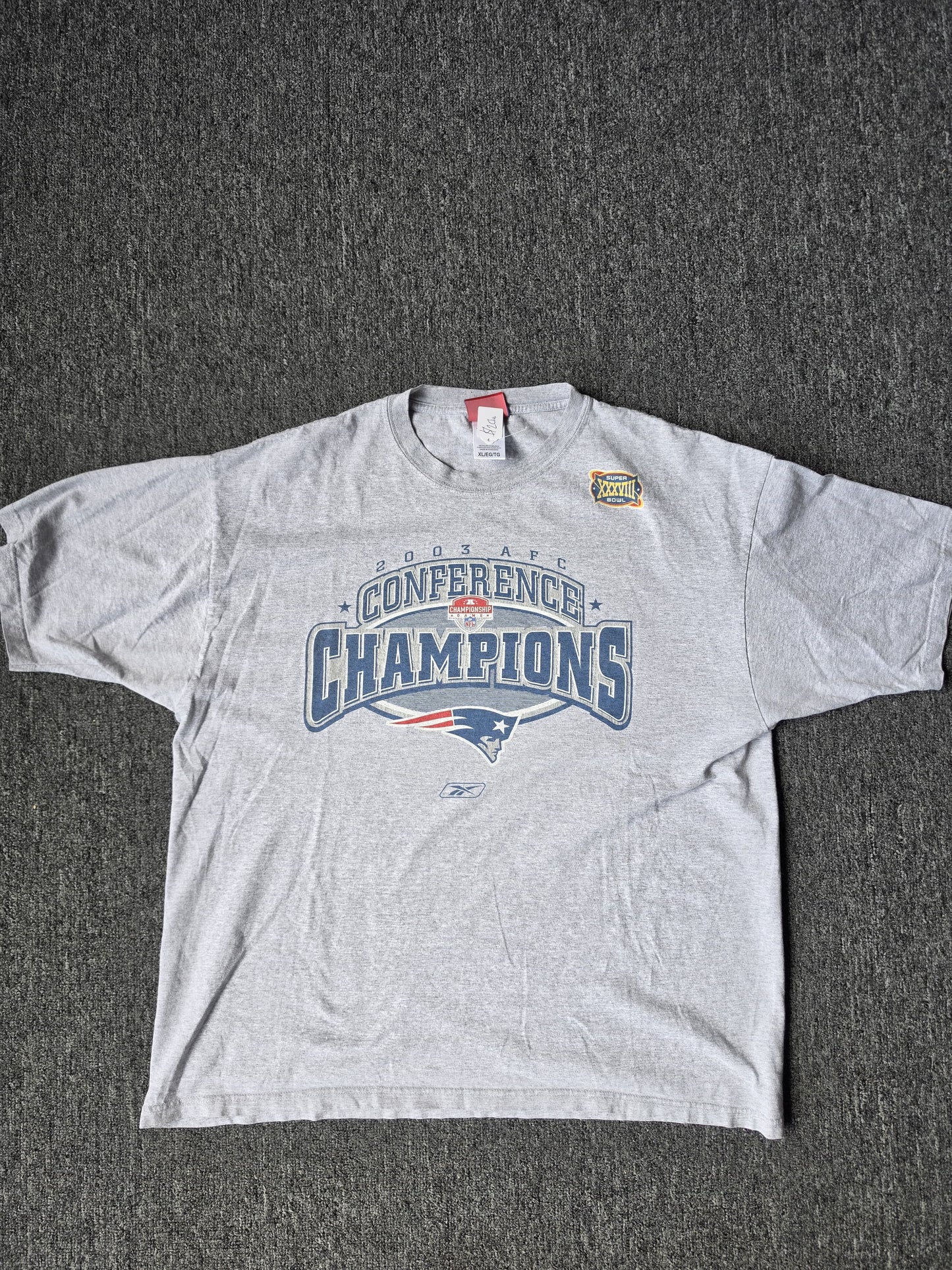 Grey 2003 AFC Conference Champions New England Patriots Shirt (XL)