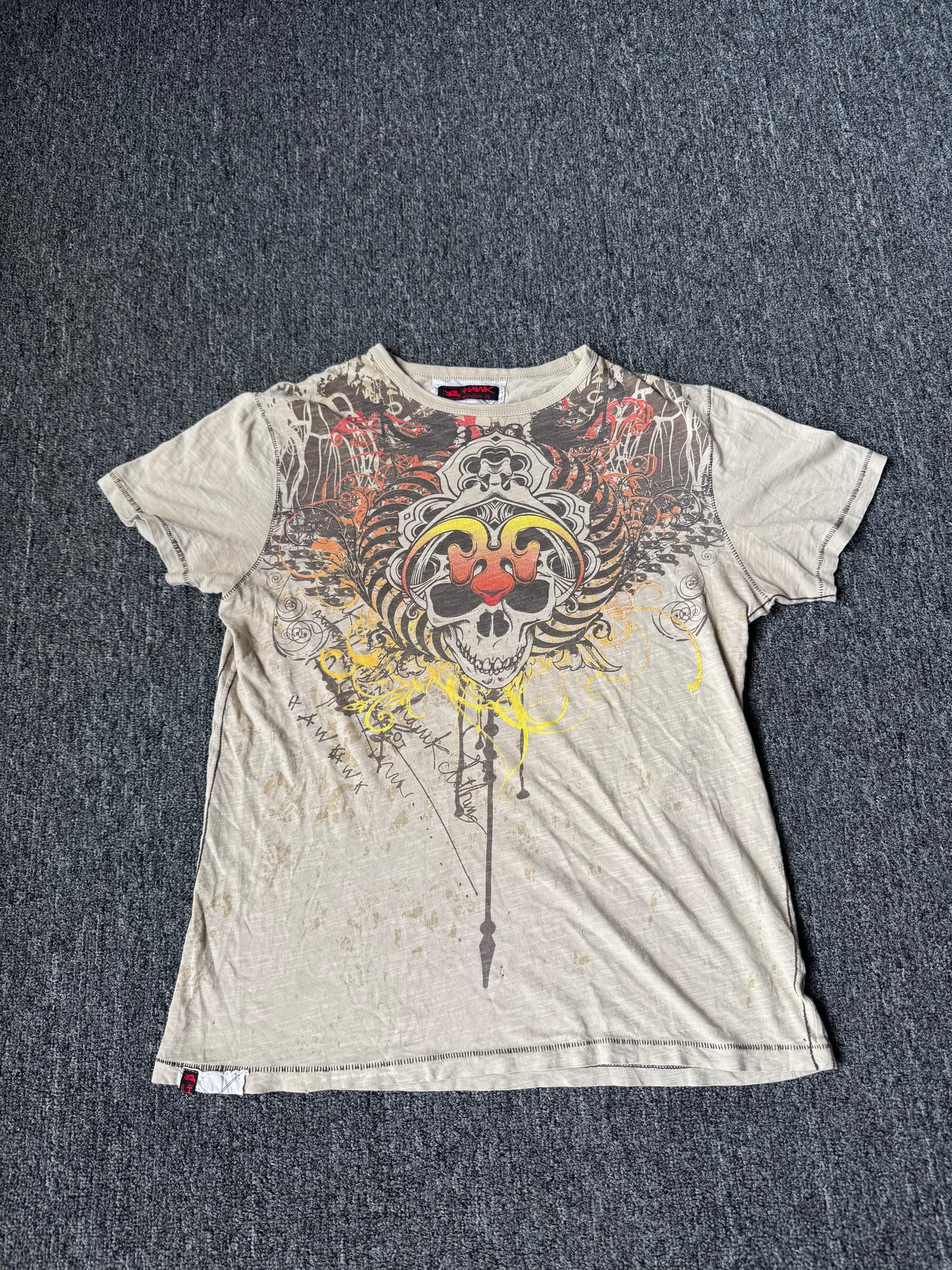 Tan Multicolor Y2K Grunge Tony Hawk Shirt (L)