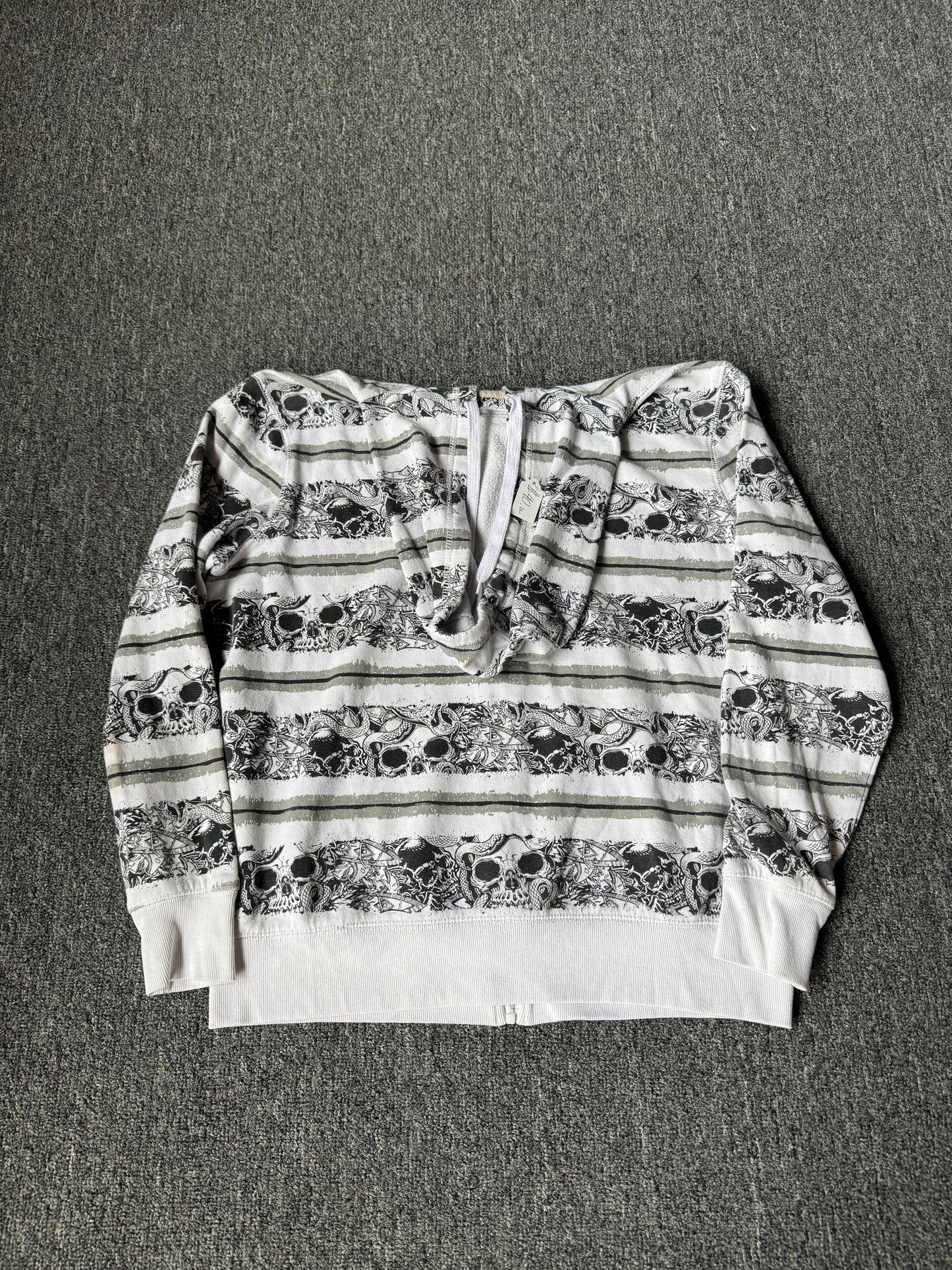 Y2K No Boundaries Skull Zip Up Jacket (L)