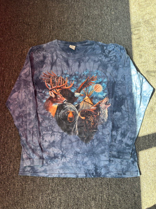 Blue Tie Dye Animal Nature Long Sleeve (XL)