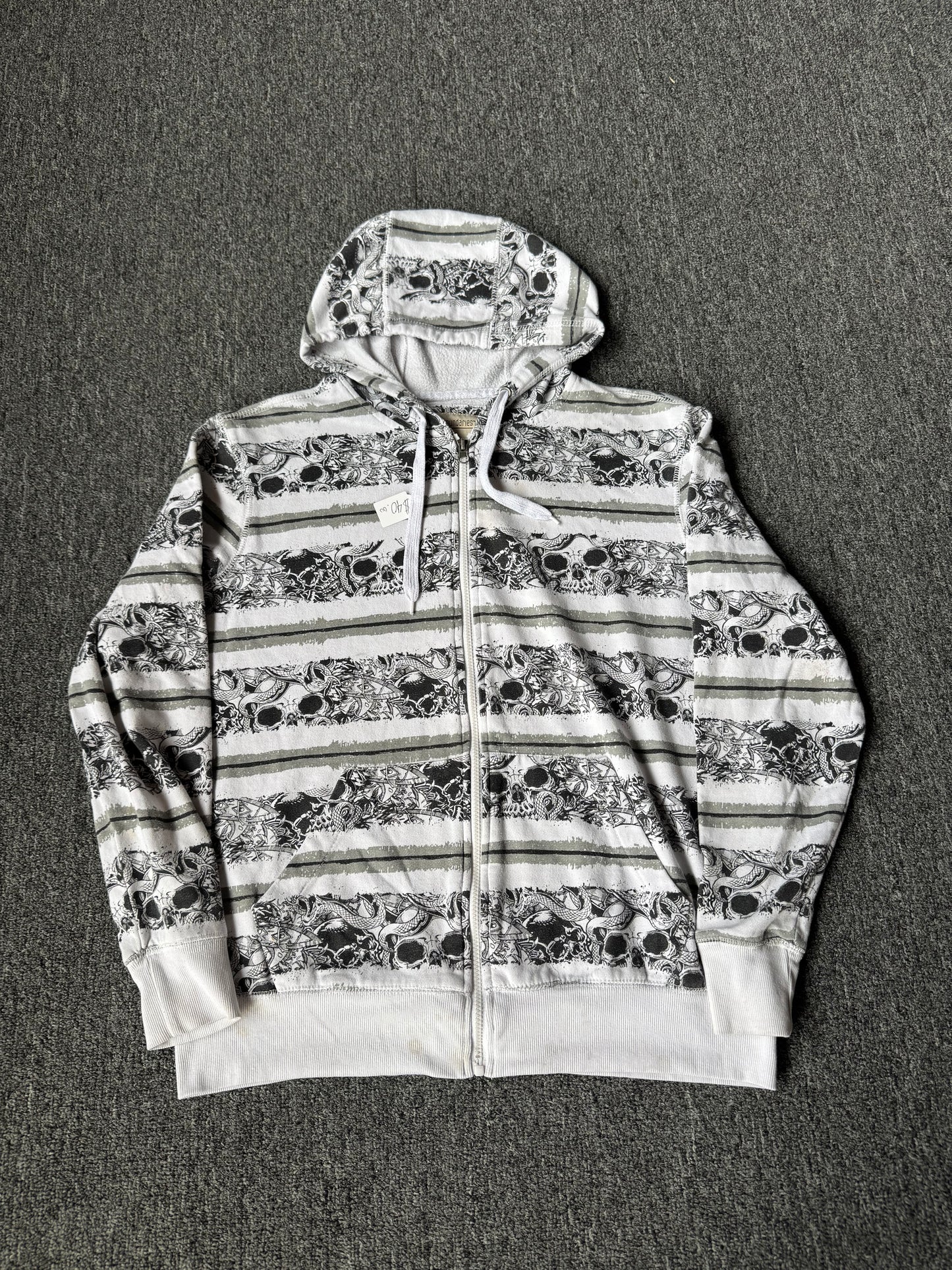 Y2K No Boundaries Skull Zip Up Jacket (L)