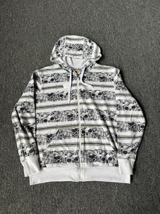 Y2K No Boundaries Skull Zip Up Jacket (L)